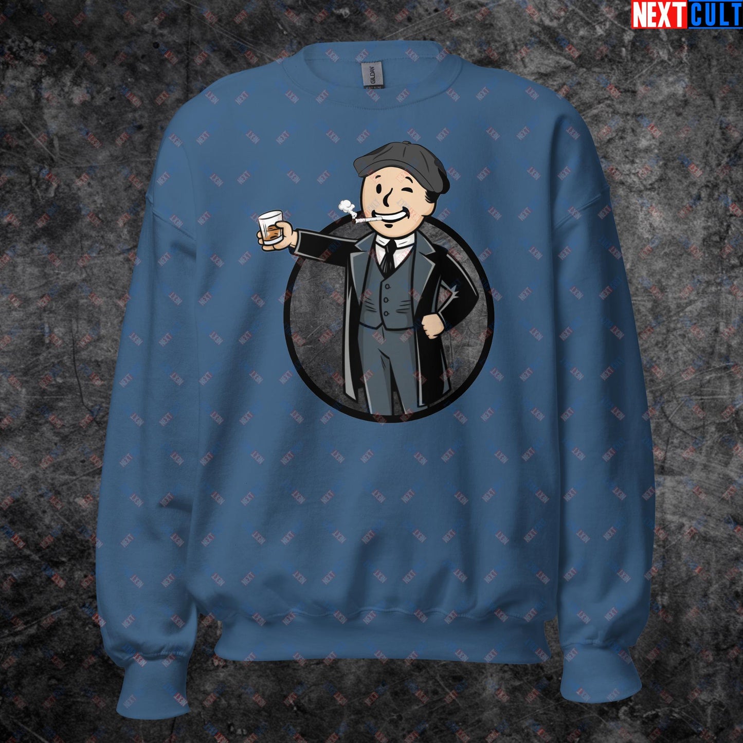 Tommy Boy Peaky Blinders Thomas Shelby Cillian Murphy Vault Boy Fallout Funny Meme Cartoon Mashup Unisex Sweatshirt Next Cult Brand