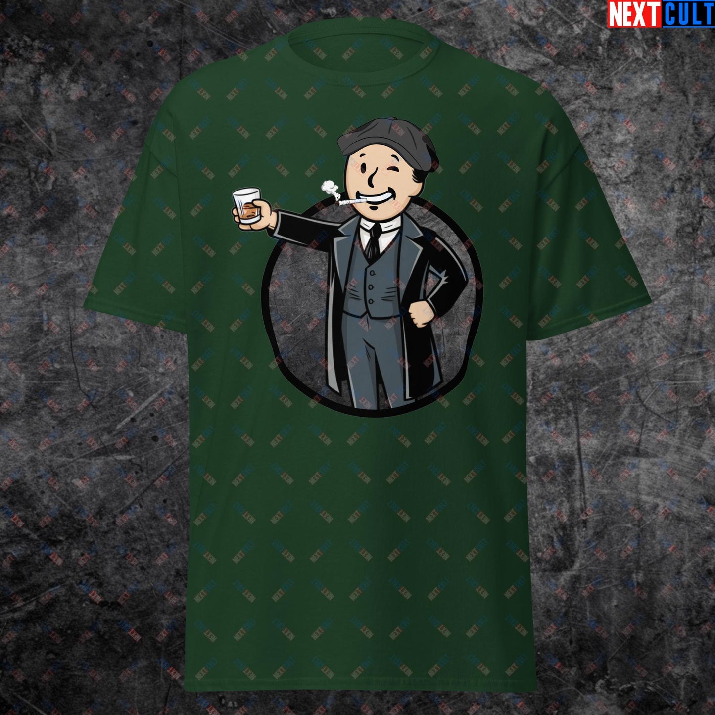 Tommy Boy Peaky Blinders Thomas Shelby Cillian Murphy Vault Boy Fallout Funny Meme Cartoon Mashup Unisex tee Forest Green T-shirts Cillian Murphy Fallout Peaky Blinders TV Shows Vault Boy Next Cult Brand