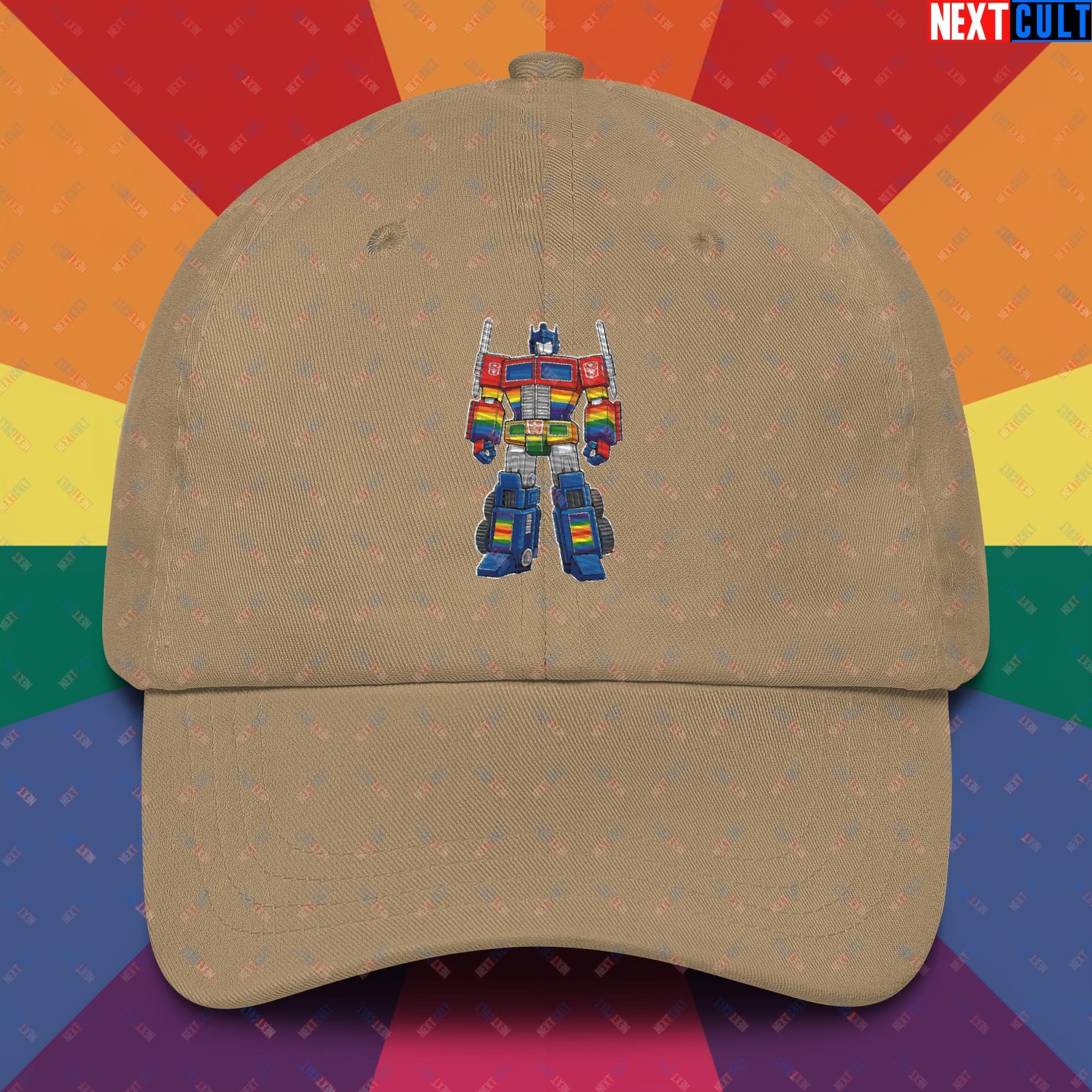 Transformer Transgender Pride Funny LGBTQ+ Dad hat Khaki Hats LGBTQ+ Movies Transformers Next Cult Brand