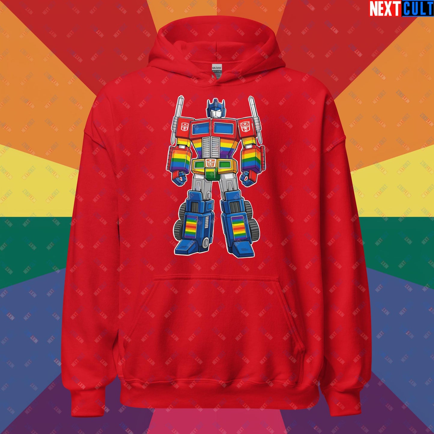 Transformer Transgender Pride Funny LGBTQ+ Unisex Hoodie Red Hoodies LGBTQ+ Movies Transformers Next Cult Brand