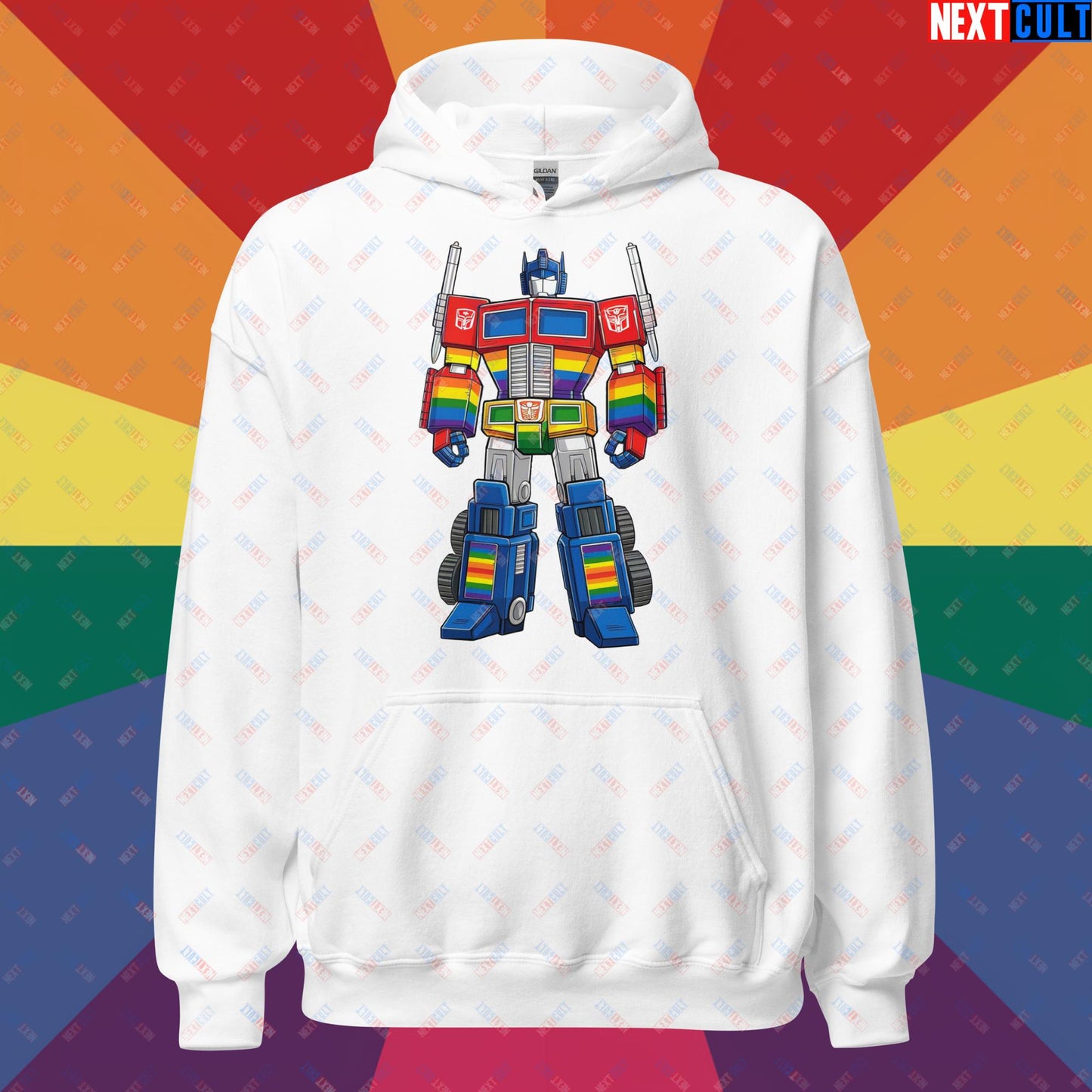 Transformer Transgender Pride Funny LGBTQ+ Unisex Hoodie White Hoodies LGBTQ+ Movies Transformers Next Cult Brand