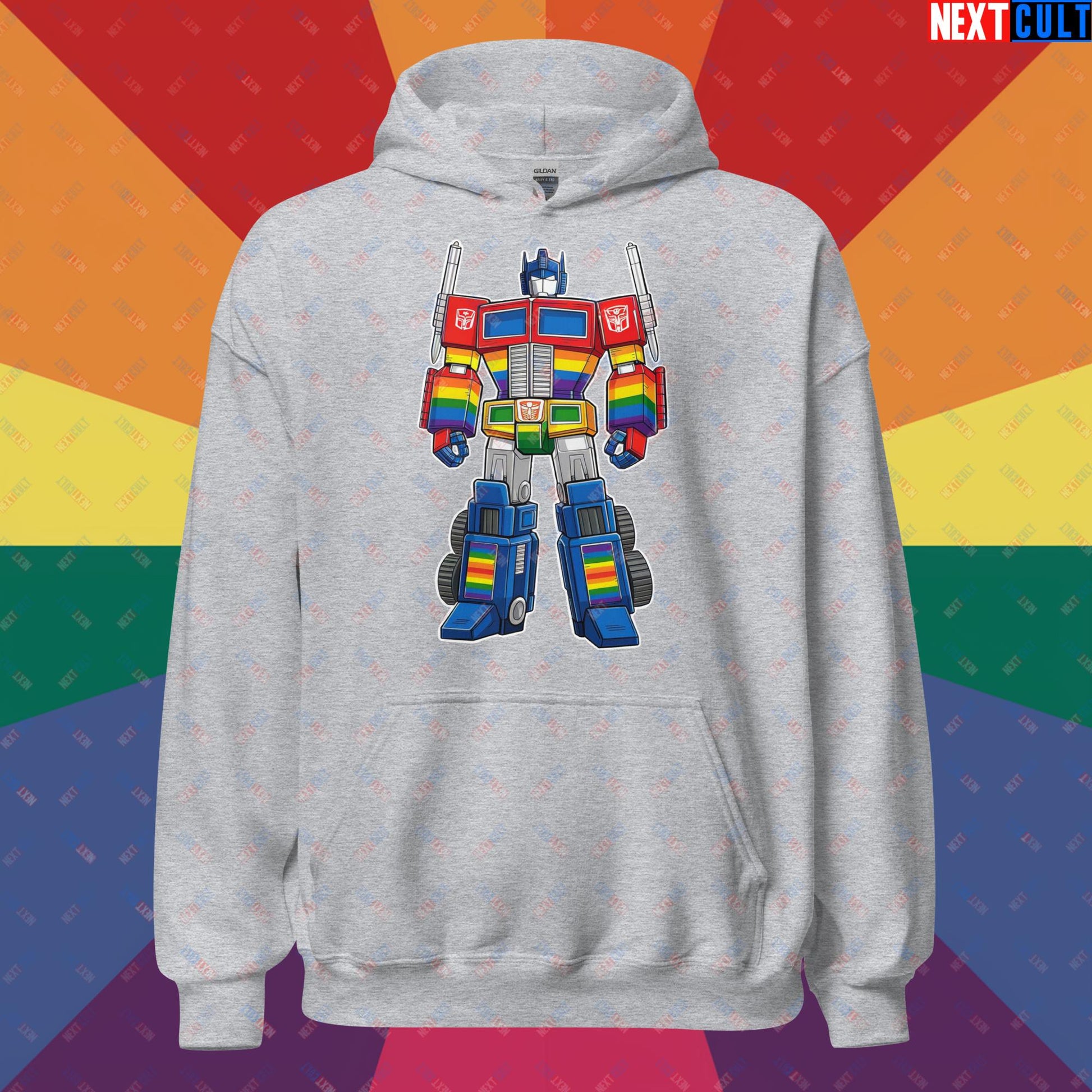 Transformer Transgender Pride Funny LGBTQ+ Unisex Hoodie Sport Grey Hoodies LGBTQ+ Movies Transformers Next Cult Brand