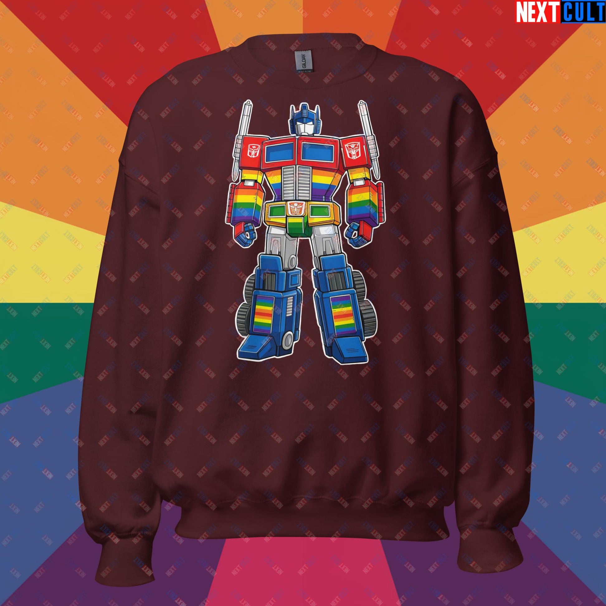 Transformer Transgender Pride Funny LGBTQ+ Unisex Sweatshirt Maroon Sweatshirts LGBTQ+ Movies Transformers Next Cult Brand