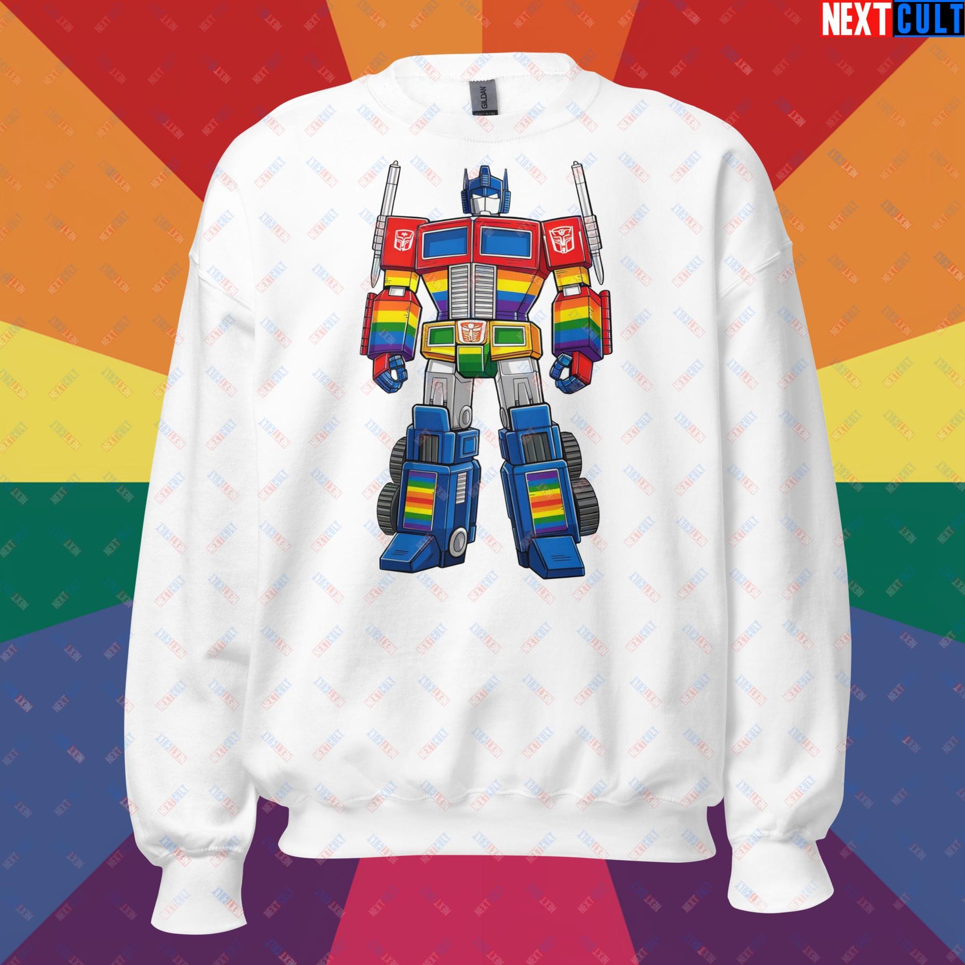 Transformer Transgender Pride Funny LGBTQ+ Unisex Sweatshirt White Sweatshirts LGBTQ+ Movies Transformers Next Cult Brand