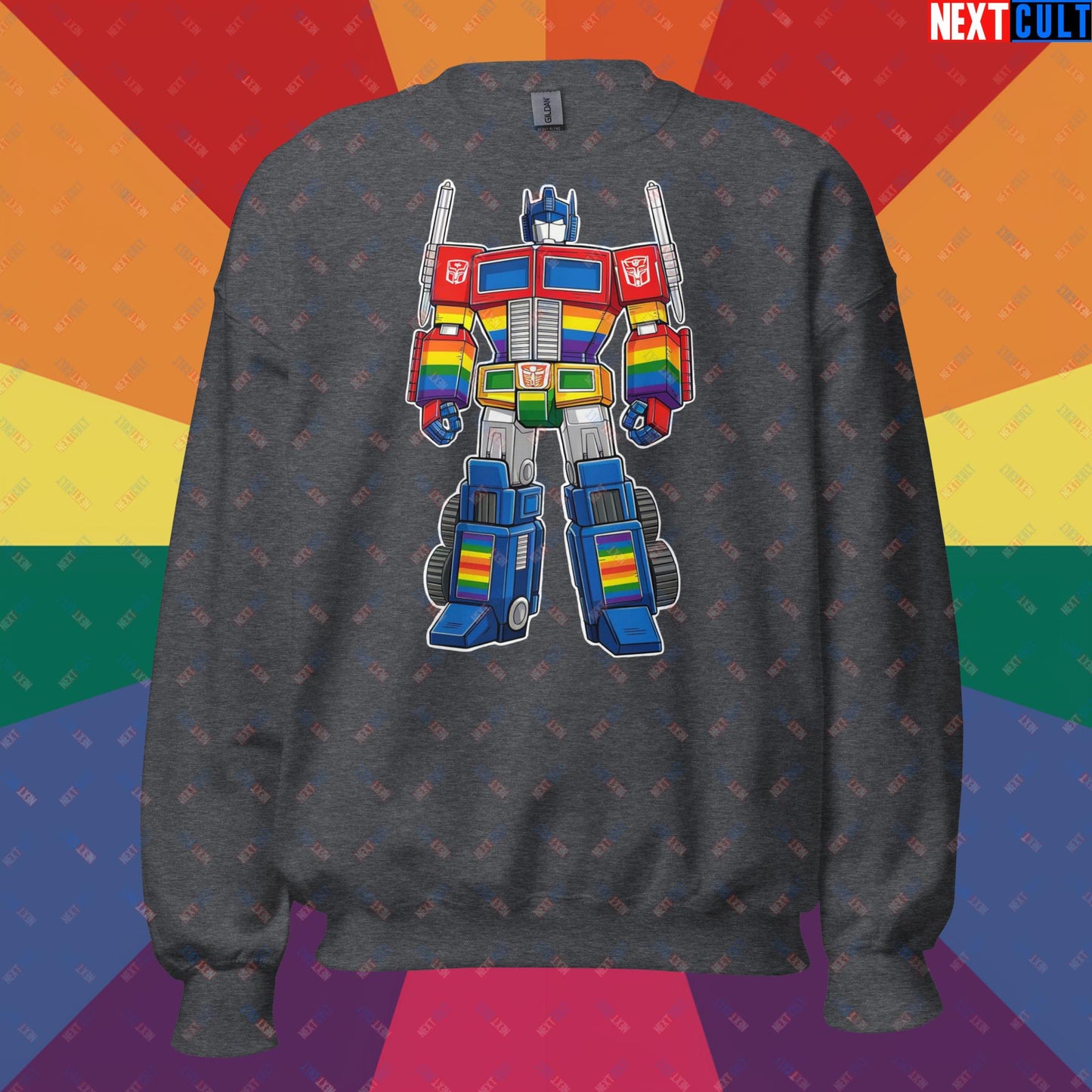 Transformer Transgender Pride Funny LGBTQ+ Unisex Sweatshirt Dark Heather Sweatshirts LGBTQ+ Movies Transformers Next Cult Brand