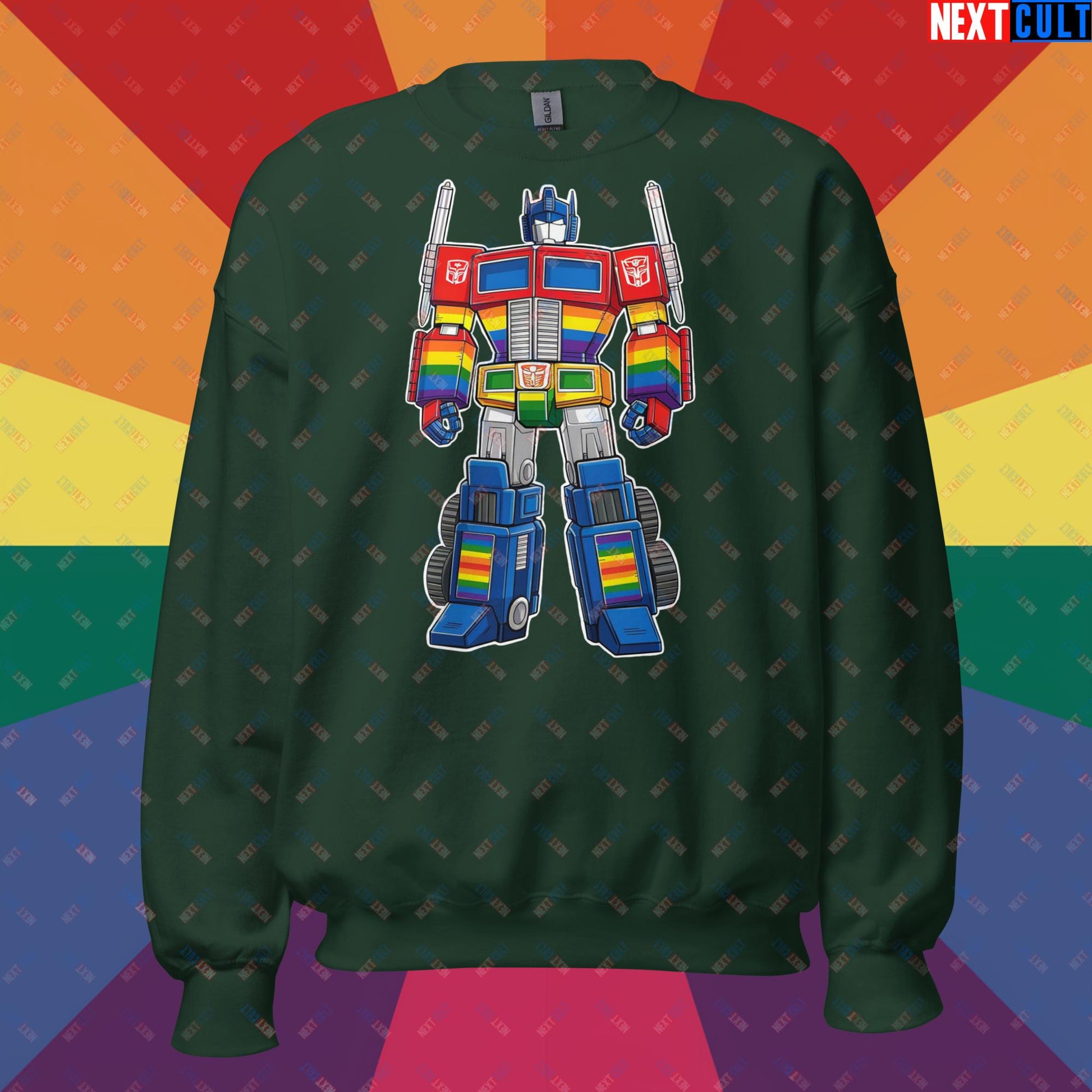 Transformer Transgender Pride Funny LGBTQ+ Unisex Sweatshirt Forest Green Sweatshirts LGBTQ+ Movies Transformers Next Cult Brand