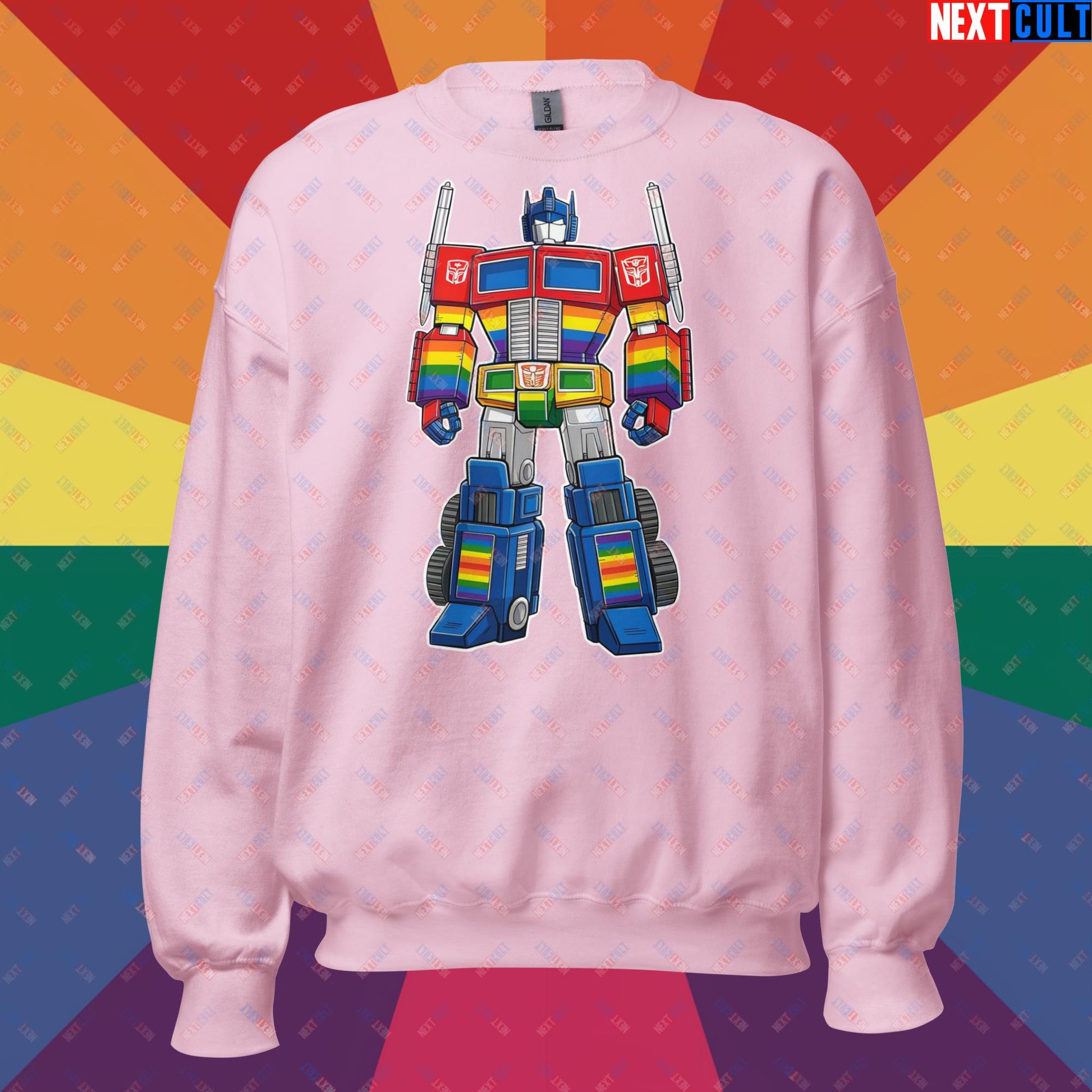 Transformer Transgender Pride Funny LGBTQ+ Unisex Sweatshirt Light Pink Sweatshirts LGBTQ+ Movies Transformers Next Cult Brand