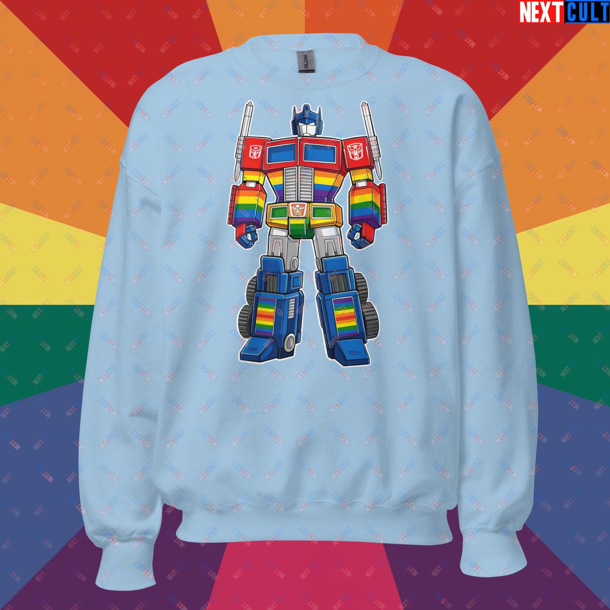 Transformer Transgender Pride Funny LGBTQ+ Unisex Sweatshirt Light Blue Sweatshirts LGBTQ+ Movies Transformers Next Cult Brand