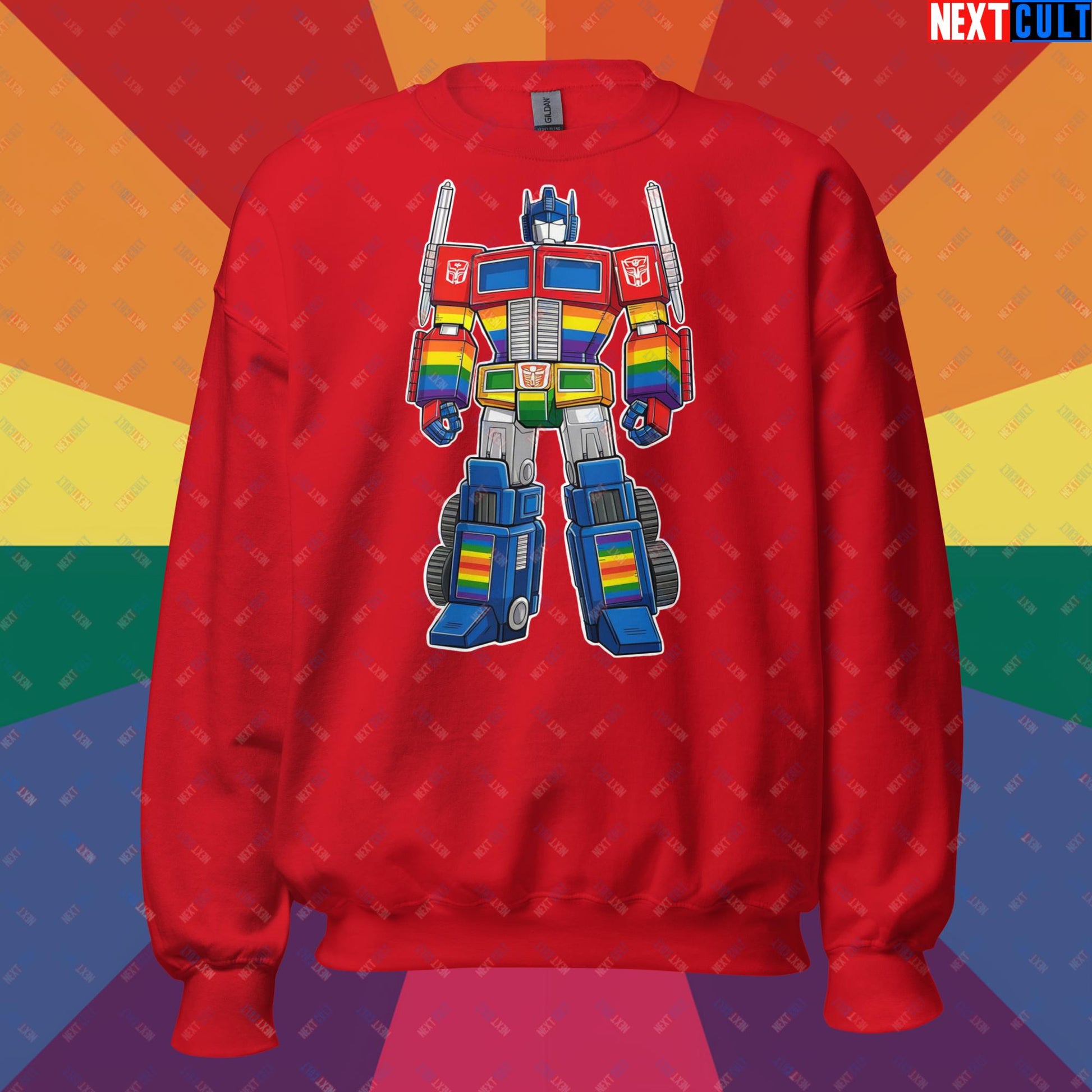 Transformer Transgender Pride Funny LGBTQ+ Unisex Sweatshirt Red Sweatshirts LGBTQ+ Movies Transformers Next Cult Brand