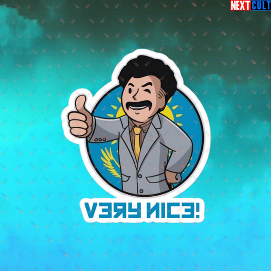 Very Nice Boy Borat Vault Boy Fallout Funny Cartoon Mashup Bubble-free stickers Next Cult Brand