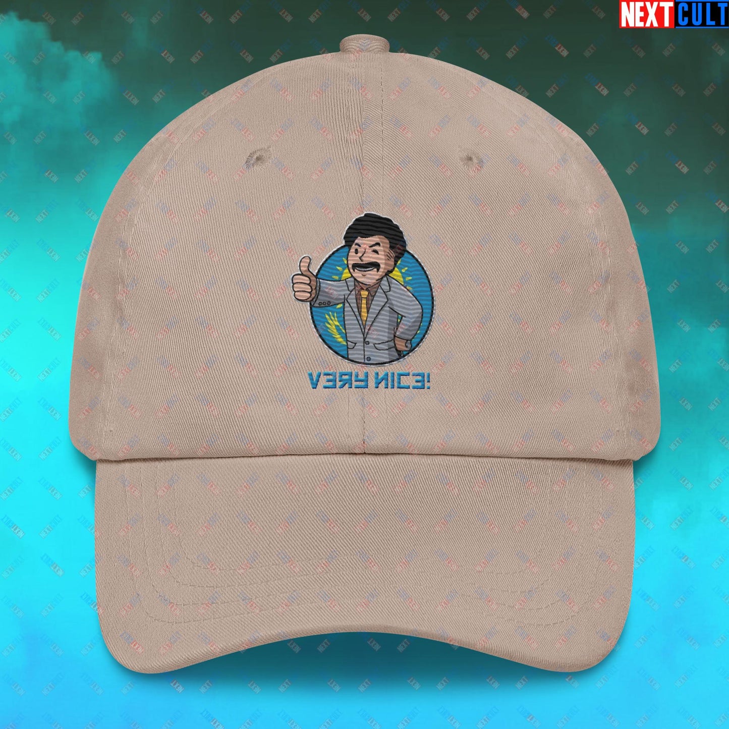 Very Nice Boy Borat Vault Boy Fallout Funny Cartoon Mashup Dad hat Stone Hats Borat Fallout Movies Vault Boy Next Cult Brand