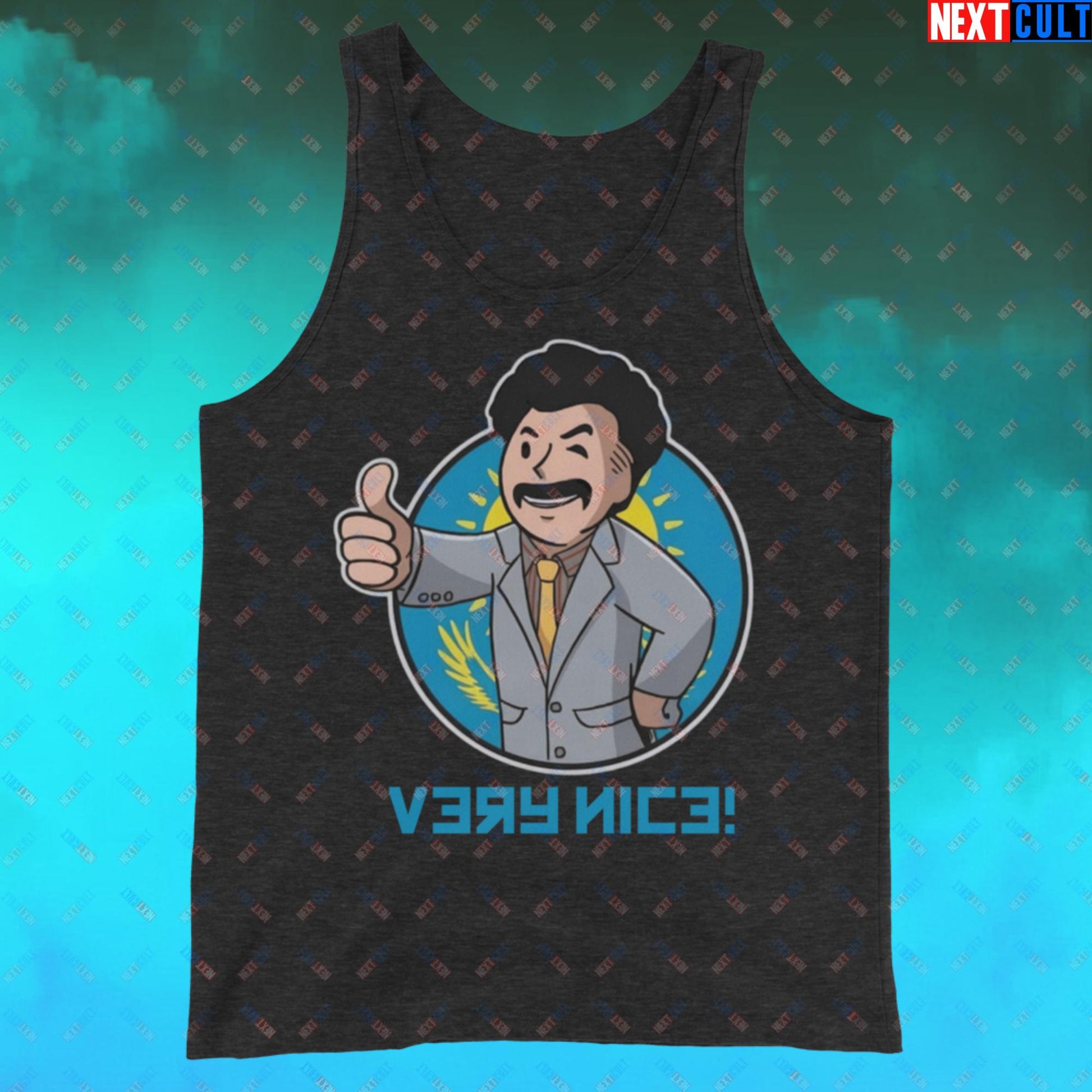 Very Nice Boy Borat Vault Boy Fallout Funny Cartoon Mashup Tank Top Next Cult Brand