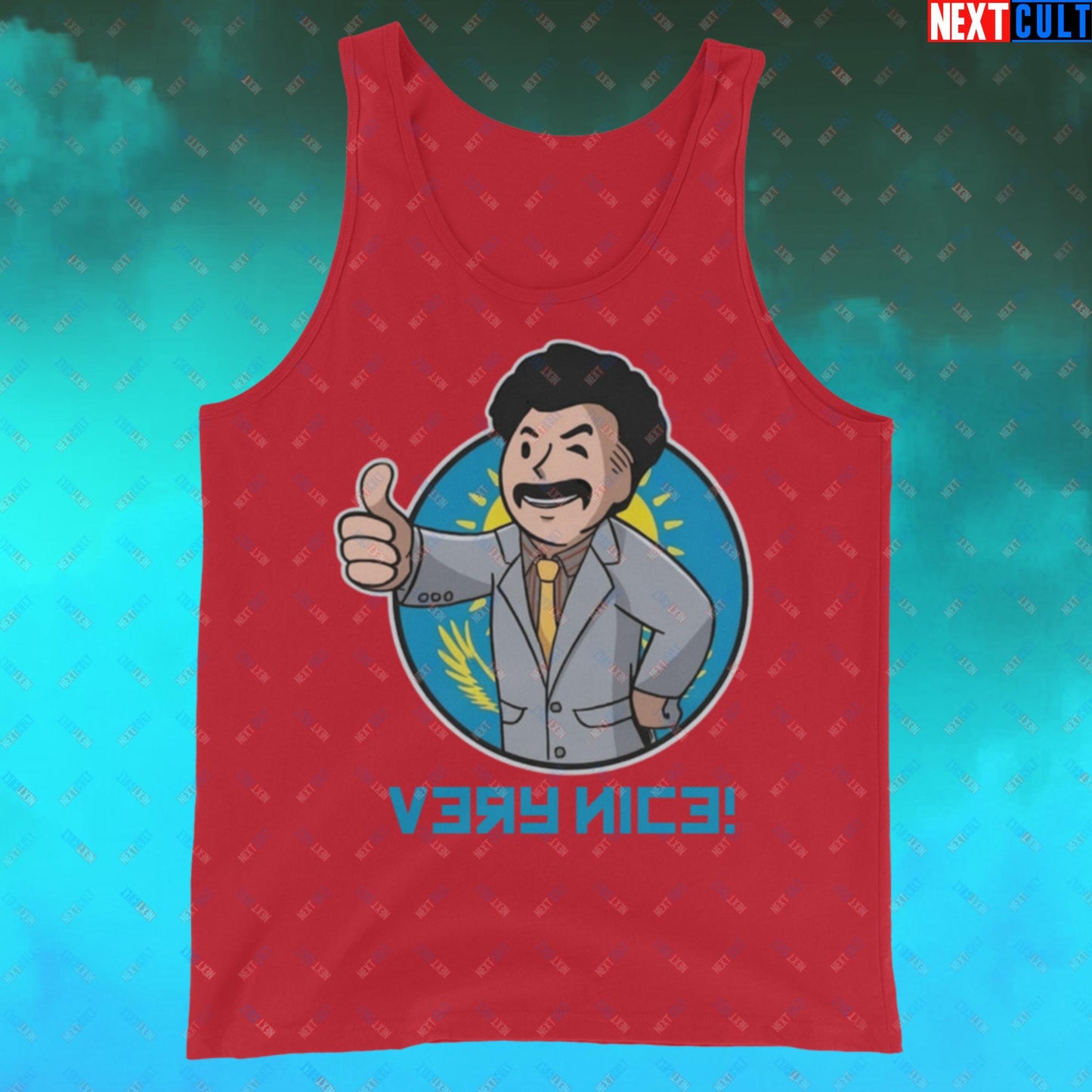 Very Nice Boy Borat Vault Boy Fallout Funny Cartoon Mashup Tank Top Next Cult Brand