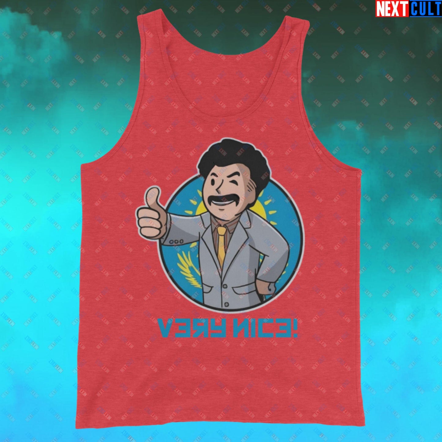 Very Nice Boy Borat Vault Boy Fallout Funny Cartoon Mashup Tank Top Next Cult Brand