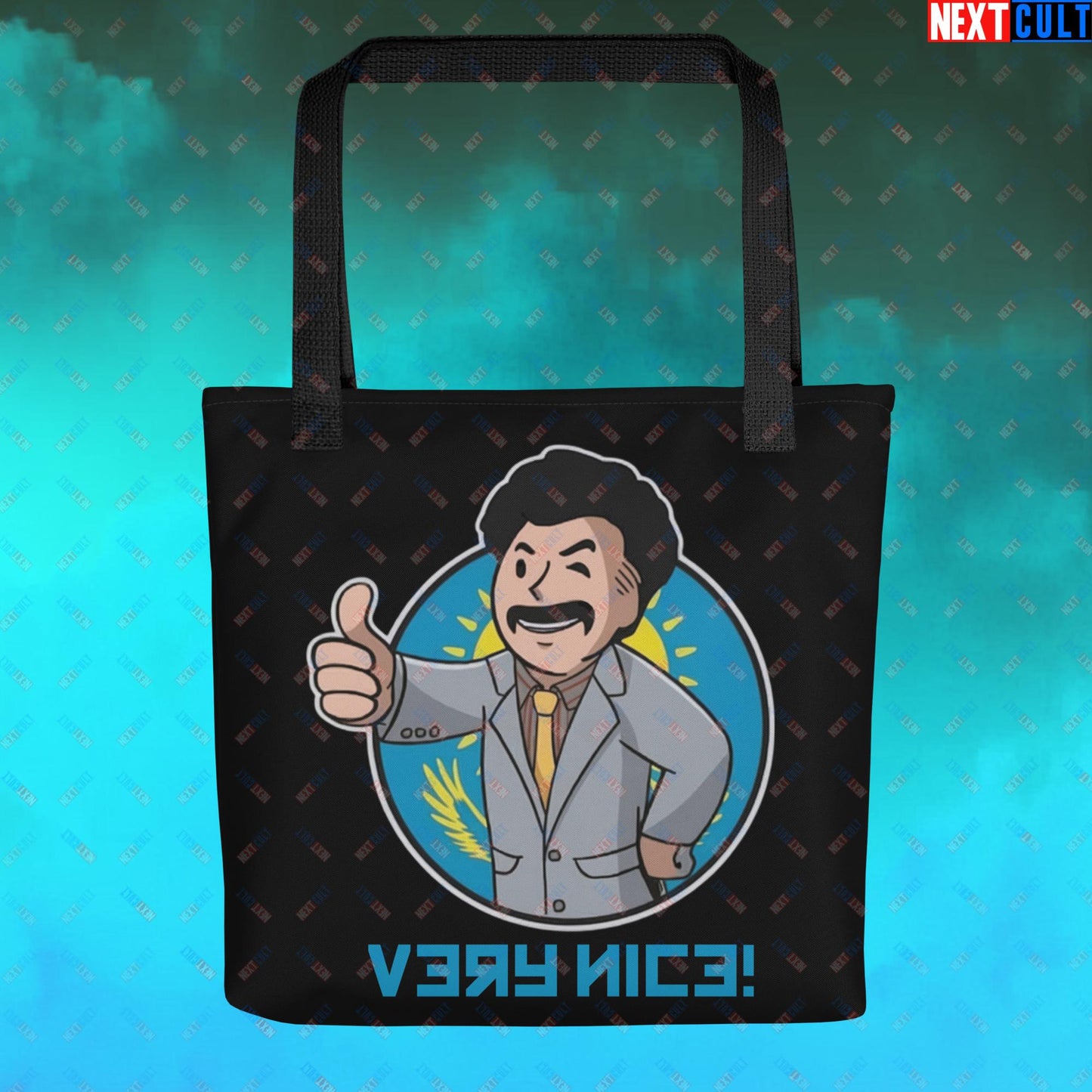 Very Nice Boy Borat Vault Boy Fallout Funny Cartoon Mashup Tote bag Default Title Bags Borat Fallout Movies Vault Boy Next Cult Brand