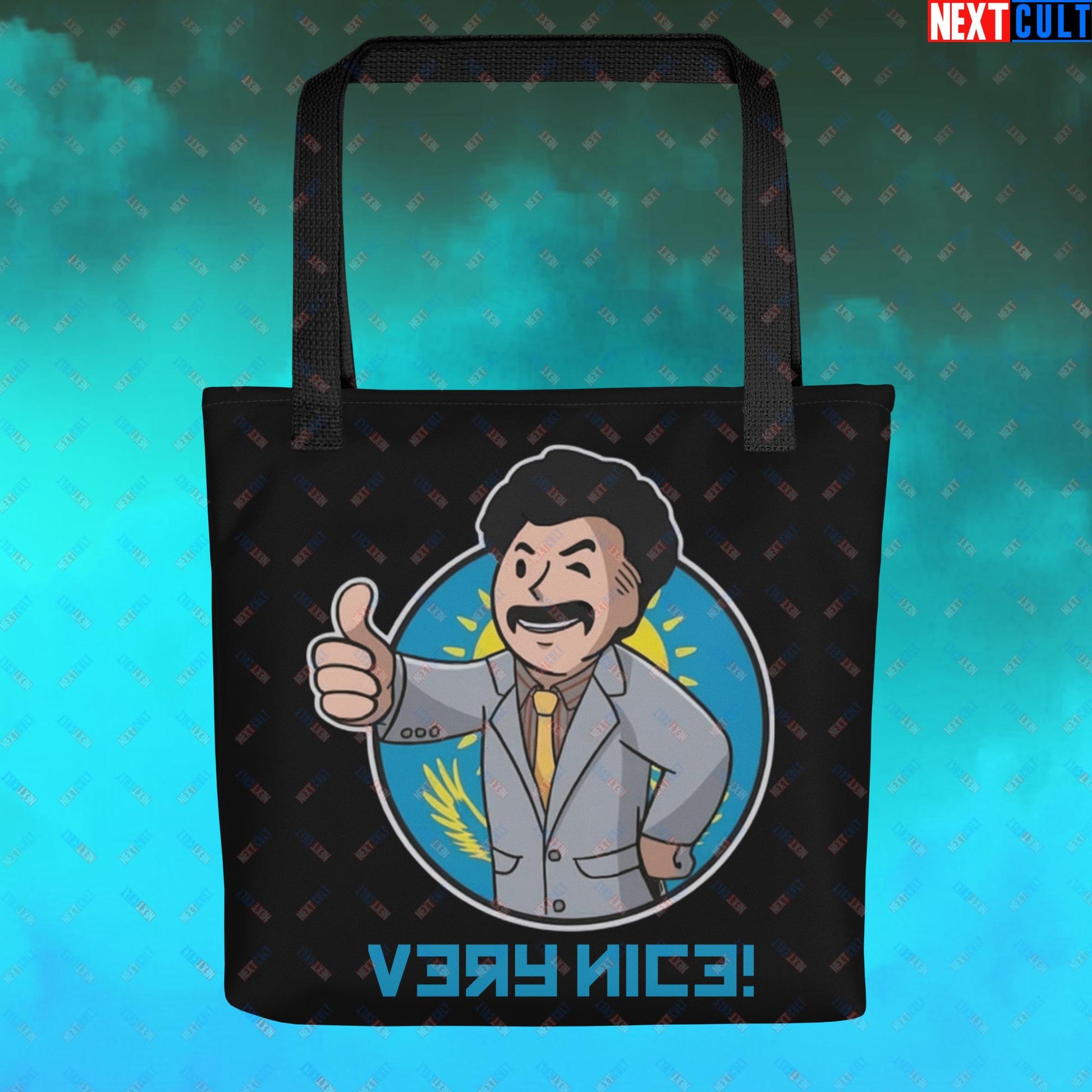 Very Nice Boy Borat Vault Boy Fallout Funny Cartoon Mashup Tote bag Next Cult Brand