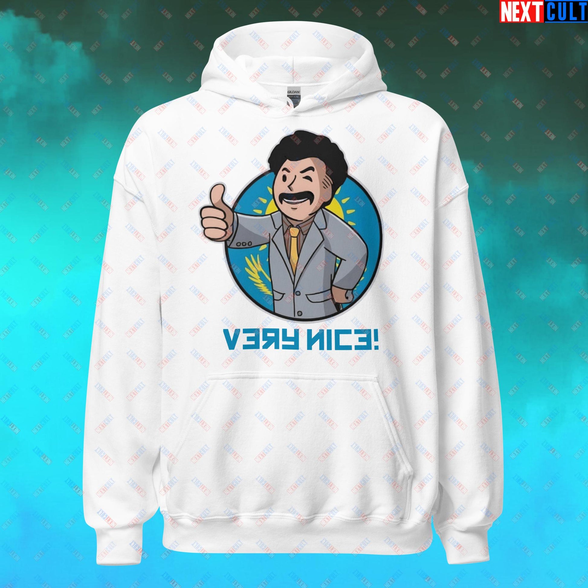 Very Nice Boy Borat Vault Boy Fallout Funny Cartoon Mashup Unisex Hoodie Next Cult Brand