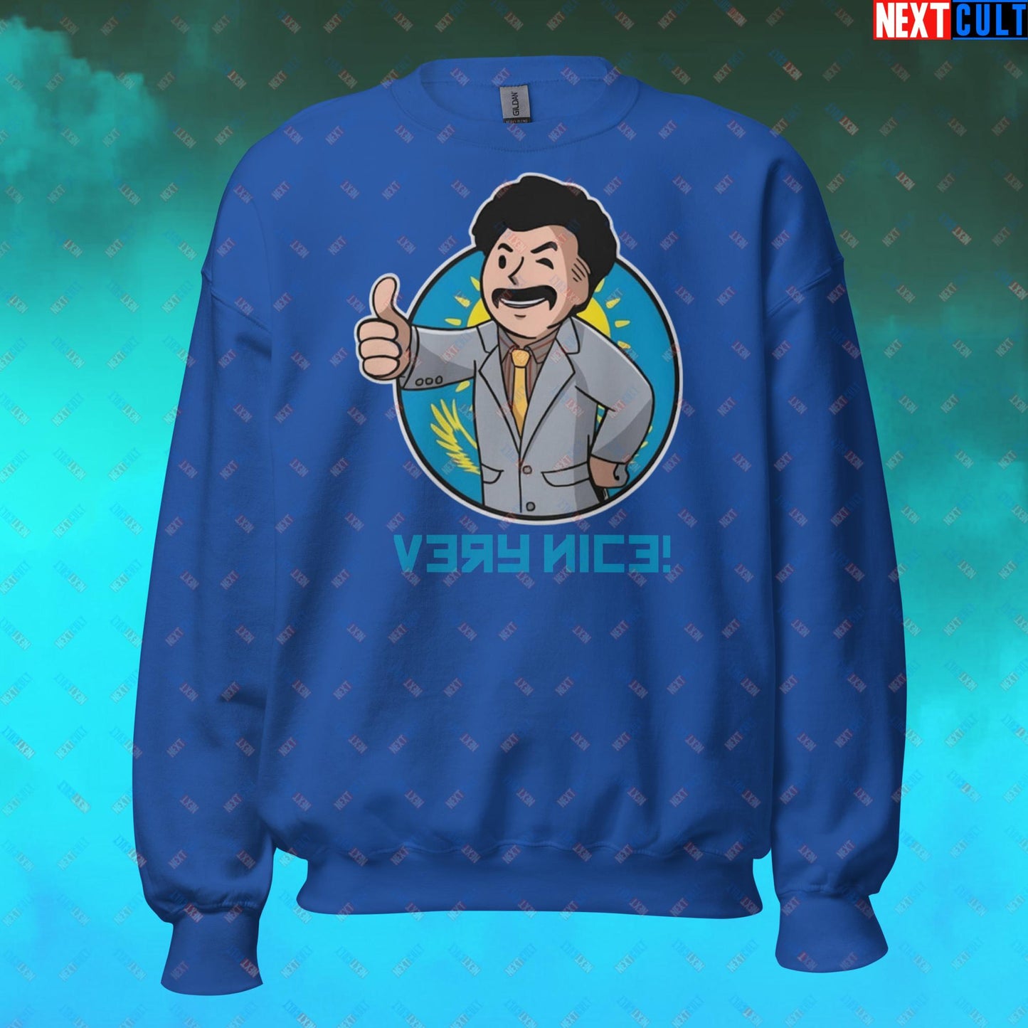 Very Nice Boy Borat Vault Boy Fallout Funny Cartoon Mashup Unisex Sweatshirt Next Cult Brand