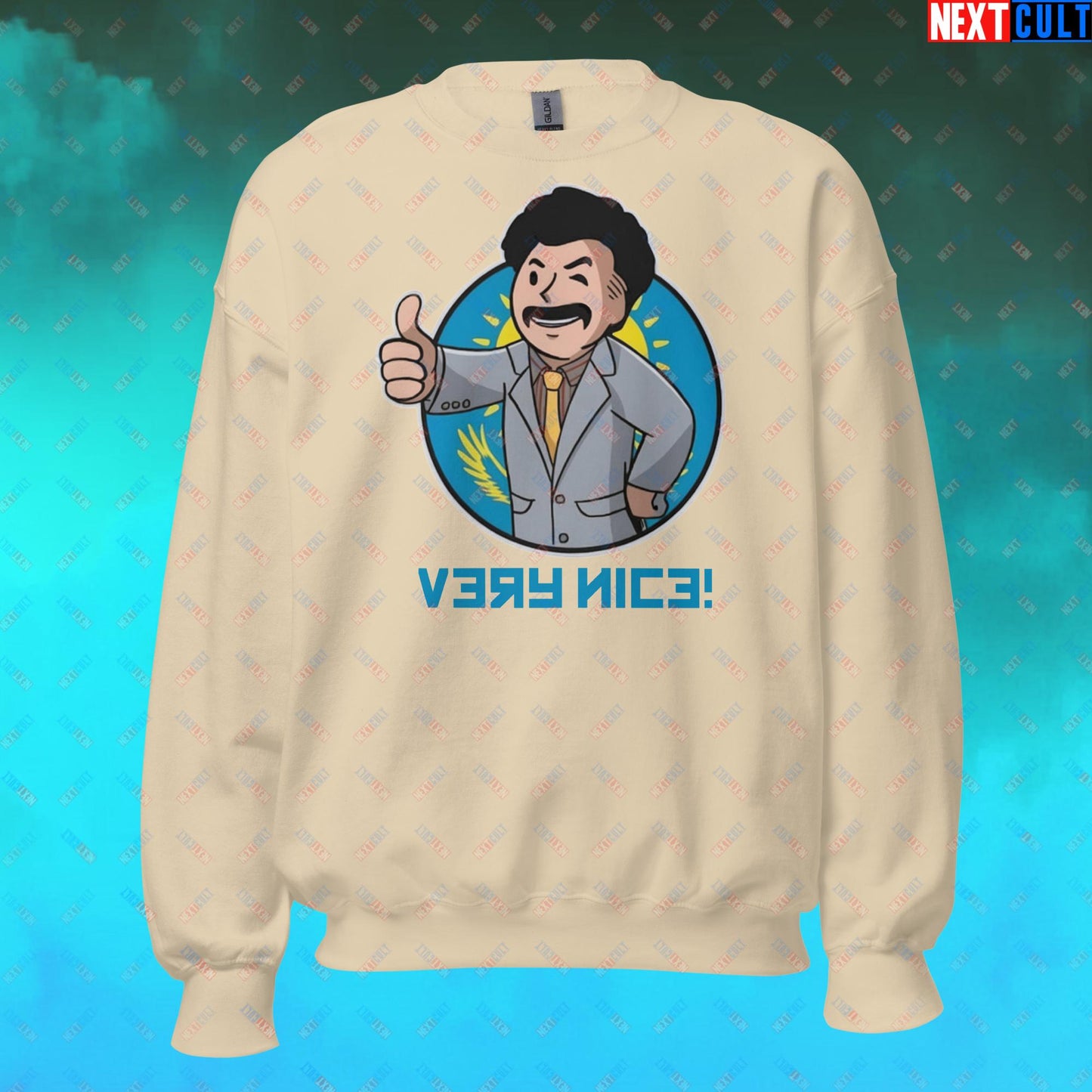 Very Nice Boy Borat Vault Boy Fallout Funny Cartoon Mashup Unisex Sweatshirt Next Cult Brand