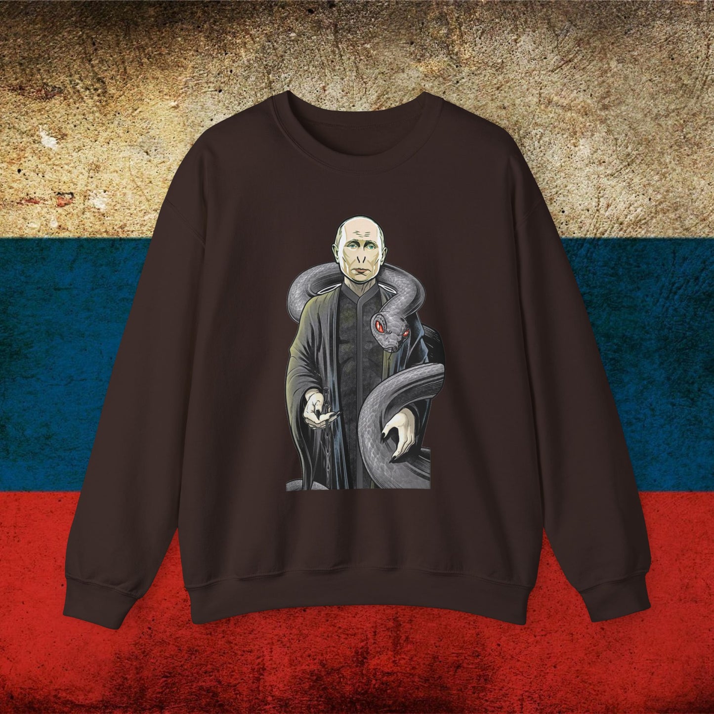 Vlademort Putin Funny Anti Vladimir Putin Voldemort Unisex Heavy Blend Crewneck Sweatshirt Dark Chocolate Sweatshirts Politics Vladimir Putin Printify