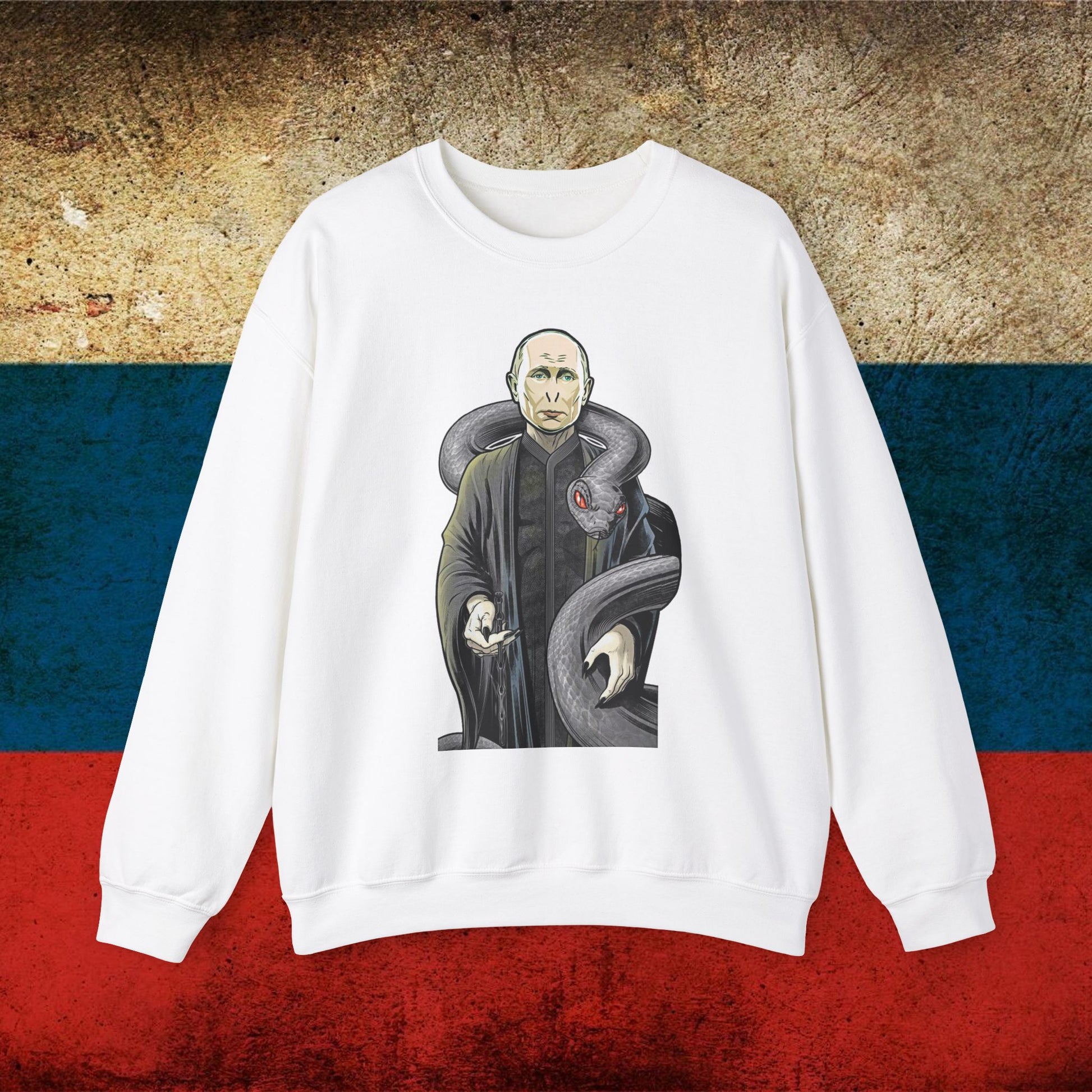 Vlademort Putin Funny Anti Vladimir Putin Voldemort Unisex Heavy Blend Crewneck Sweatshirt White Sweatshirts Politics Vladimir Putin Printify