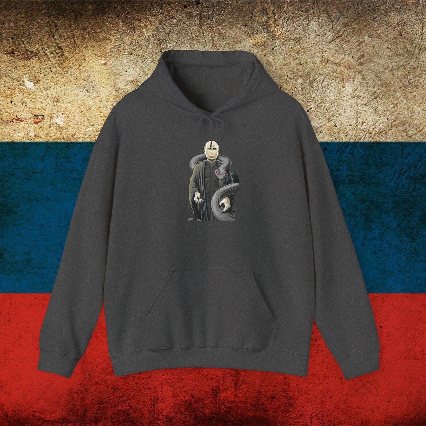 Vlademort Putin Funny Anti Vladimir Putin Voldemort Unisex Heavy Blend Hooded Sweatshirt Dark Heather Hoodies Politics Vladimir Putin Printify