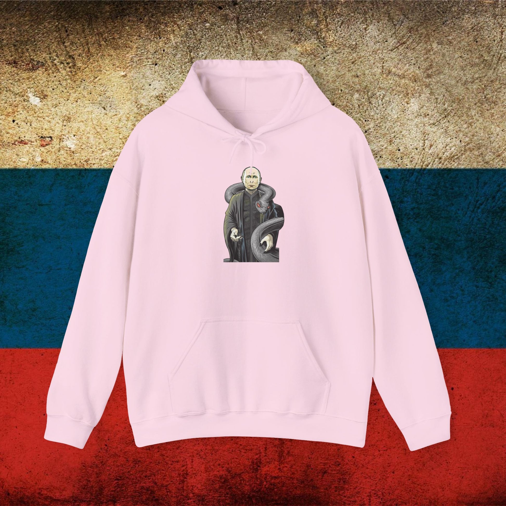 Vlademort Putin Funny Anti Vladimir Putin Voldemort Unisex Heavy Blend Hooded Sweatshirt Light Pink Hoodies Politics Vladimir Putin Printify