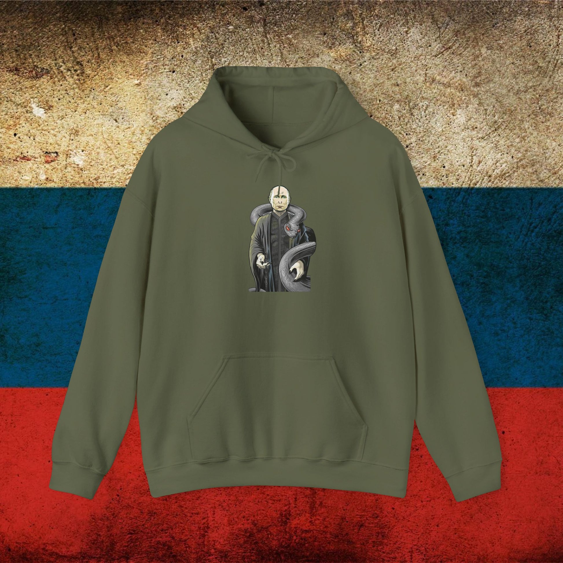 Vlademort Putin Funny Anti Vladimir Putin Voldemort Unisex Heavy Blend Hooded Sweatshirt Military Green Hoodies Politics Vladimir Putin Printify