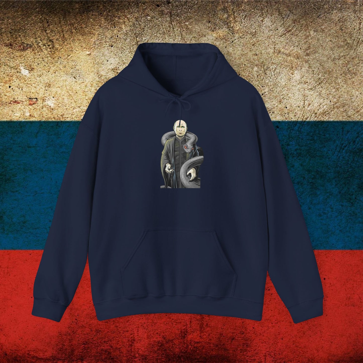 Vlademort Putin Funny Anti Vladimir Putin Voldemort Unisex Heavy Blend Hooded Sweatshirt Navy Hoodies Politics Vladimir Putin Printify