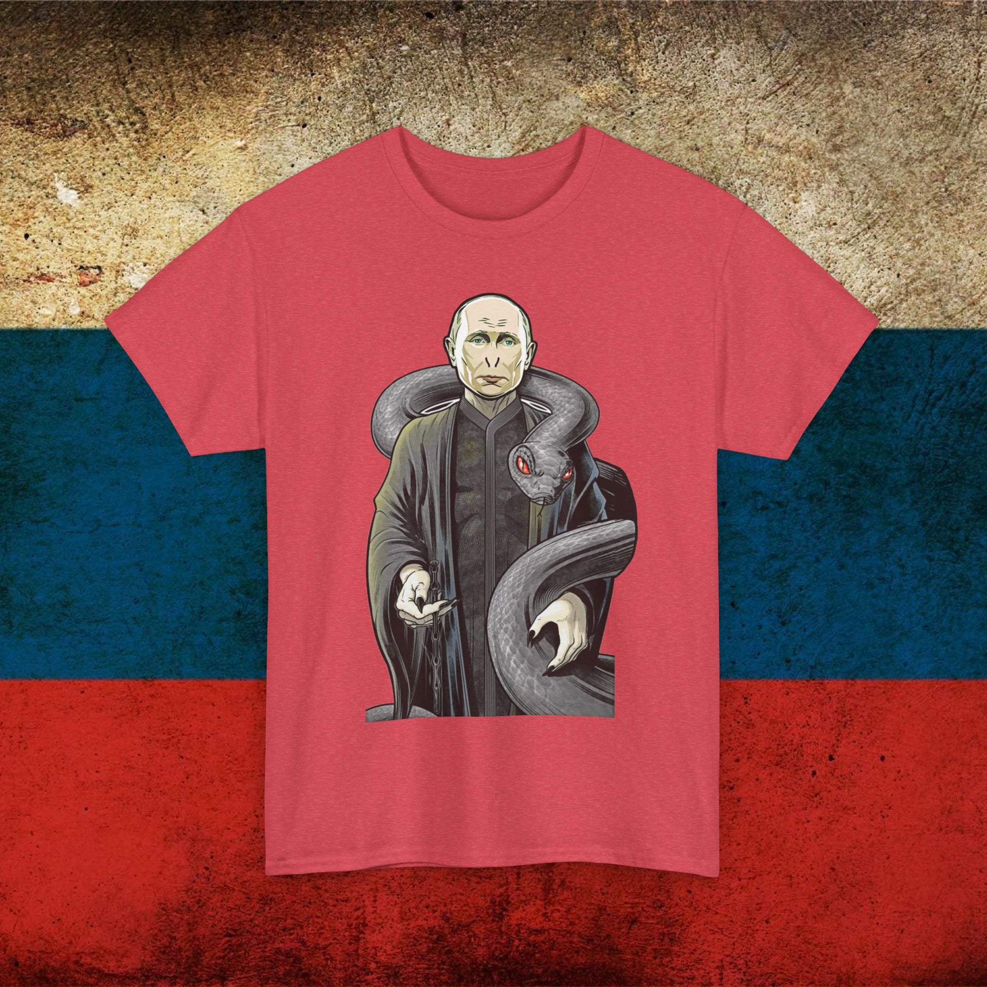 Vlademort Putin Funny Anti Vladimir Putin Voldemort Unisex Heavy Cotton Tee Heather Red T-shirts Politics Vladimir Putin Printify