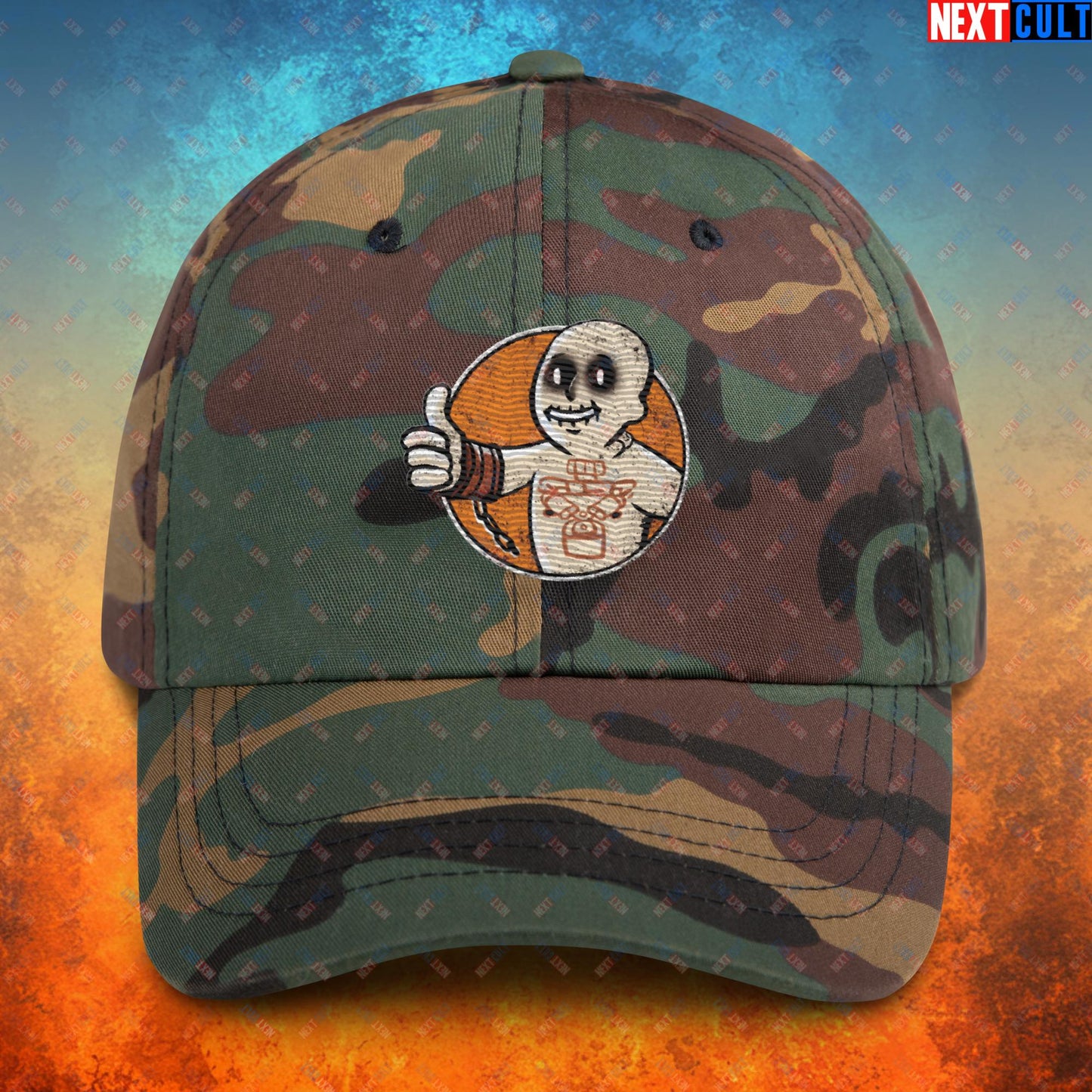 War Boy Mad Max Vault Boy Fallout Funny Meme Cartoon Mashup Dad hat Next Cult Brand