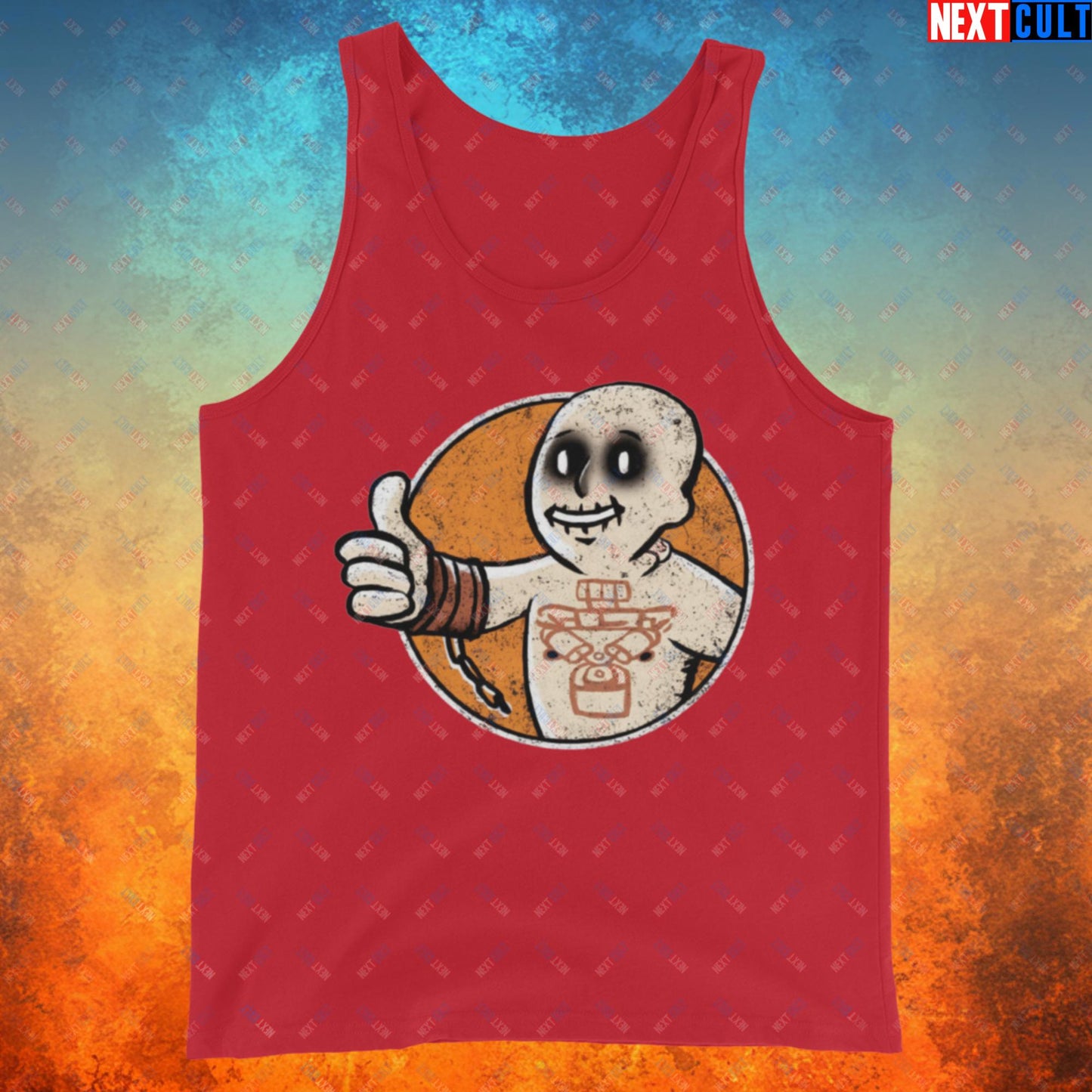 War Boy Mad Max Vault Boy Fallout Funny Meme Cartoon Mashup Tank Top Next Cult Brand