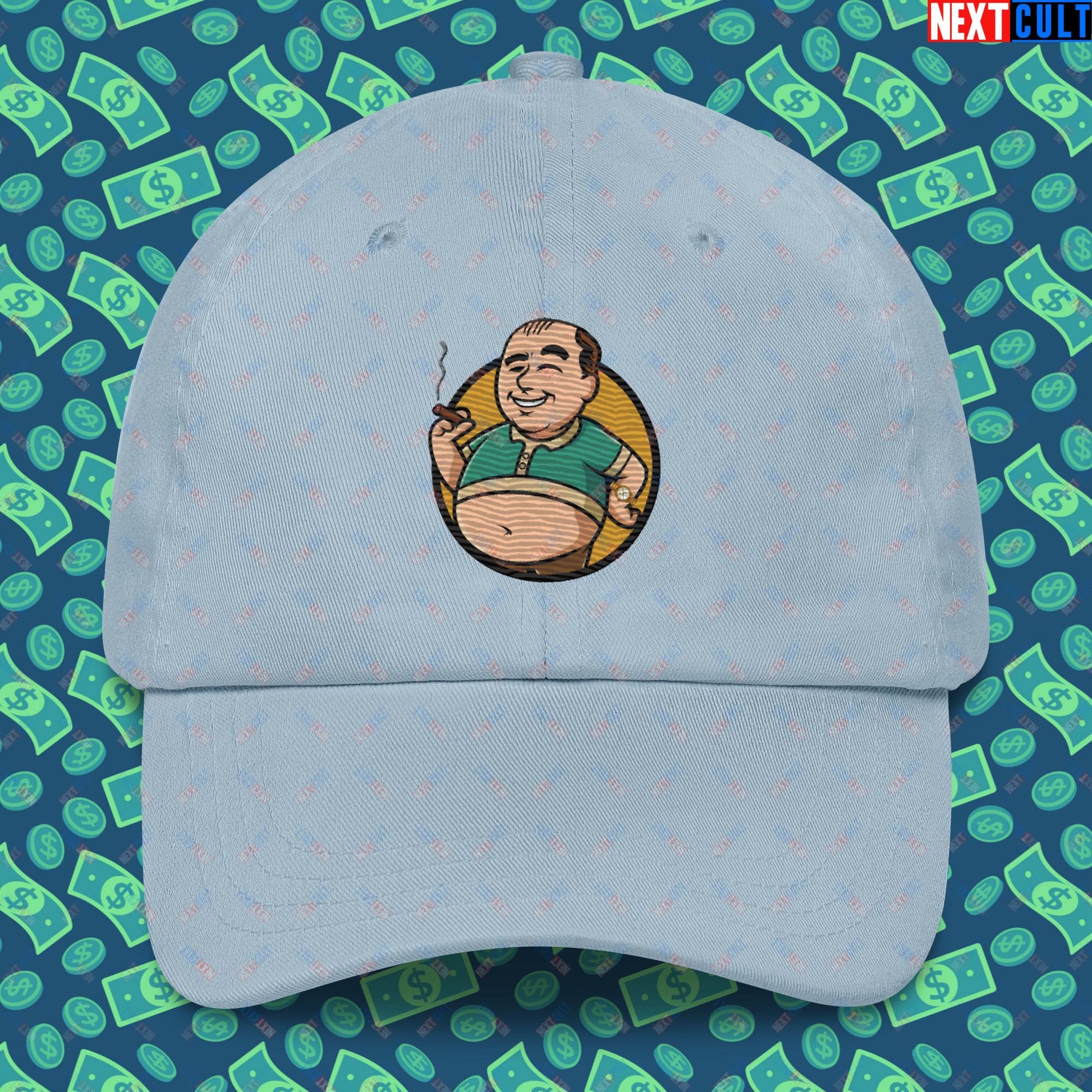 Waste Management Boy Tony Soprano Vault Boy Fallout Funny Meme Cartoon Mashup Dad hat Light Blue Hats Fallout The Sopranos TV Shows Vault Boy Next Cult Brand