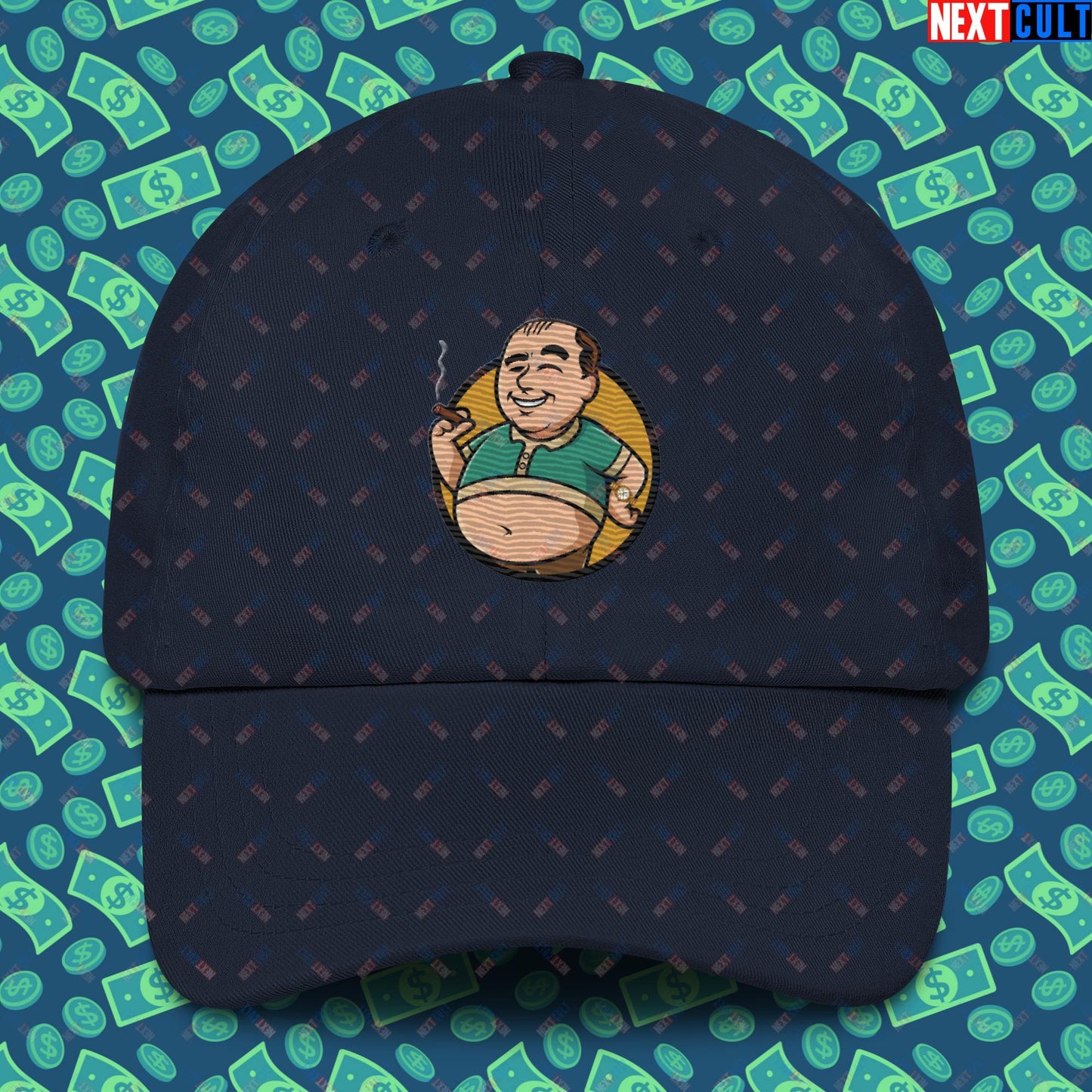 Waste Management Boy Tony Soprano Vault Boy Fallout Funny Meme Cartoon Mashup Dad hat Navy Hats Fallout The Sopranos TV Shows Vault Boy Next Cult Brand