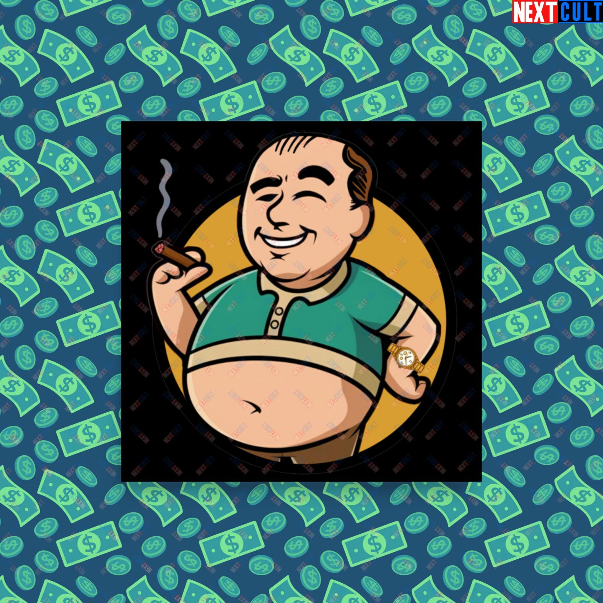 Waste Management Boy Tony Soprano Vault Boy Fallout Funny Meme Cartoon Mashup Poster Next Cult Brand