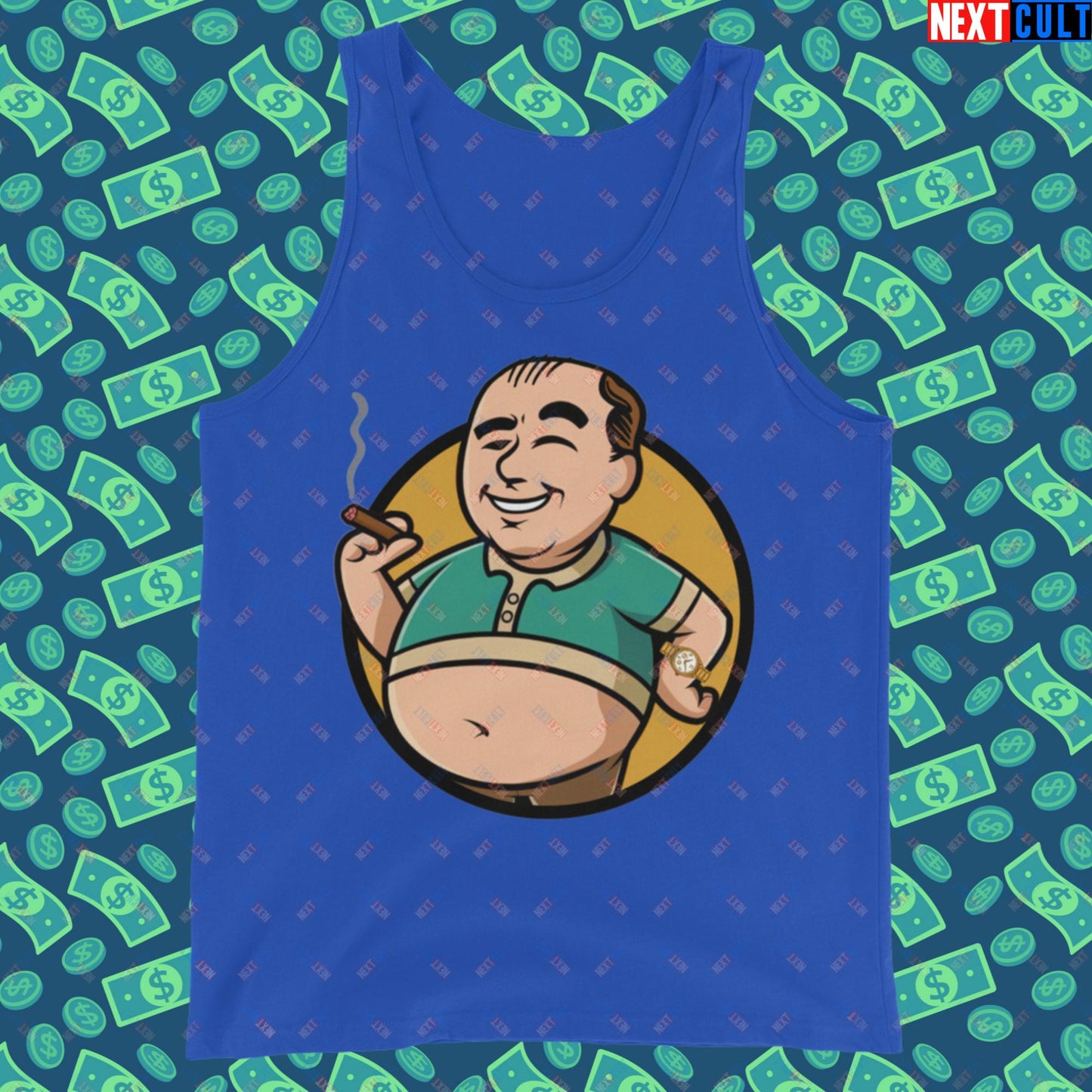 Waste Management Boy Tony Soprano Vault Boy Fallout Funny Meme Cartoon Mashup Tank Top True Royal Tank Tops Fallout The Sopranos TV Shows Vault Boy Next Cult Brand