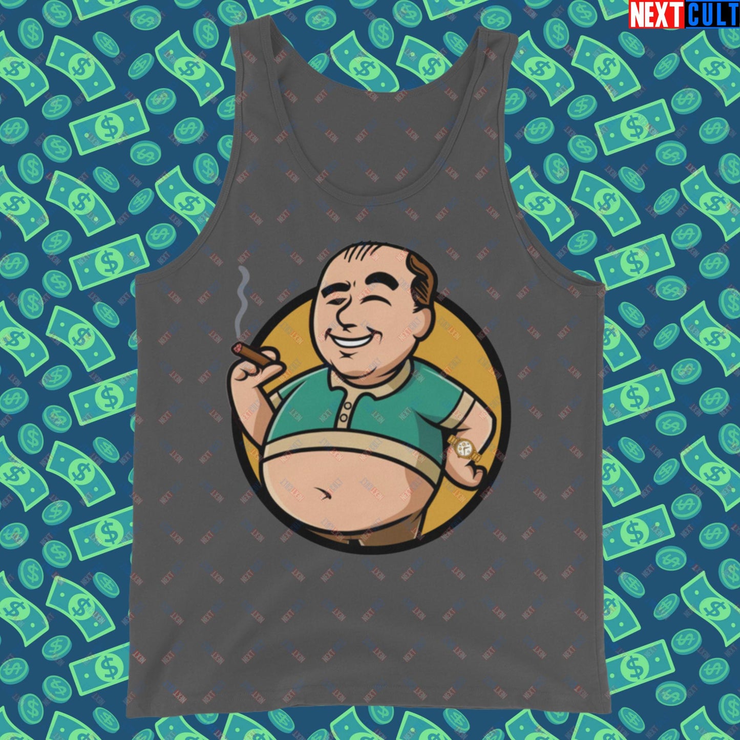 Waste Management Boy Tony Soprano Vault Boy Fallout Funny Meme Cartoon Mashup Tank Top Asphalt Tank Tops Fallout The Sopranos TV Shows Vault Boy Next Cult Brand