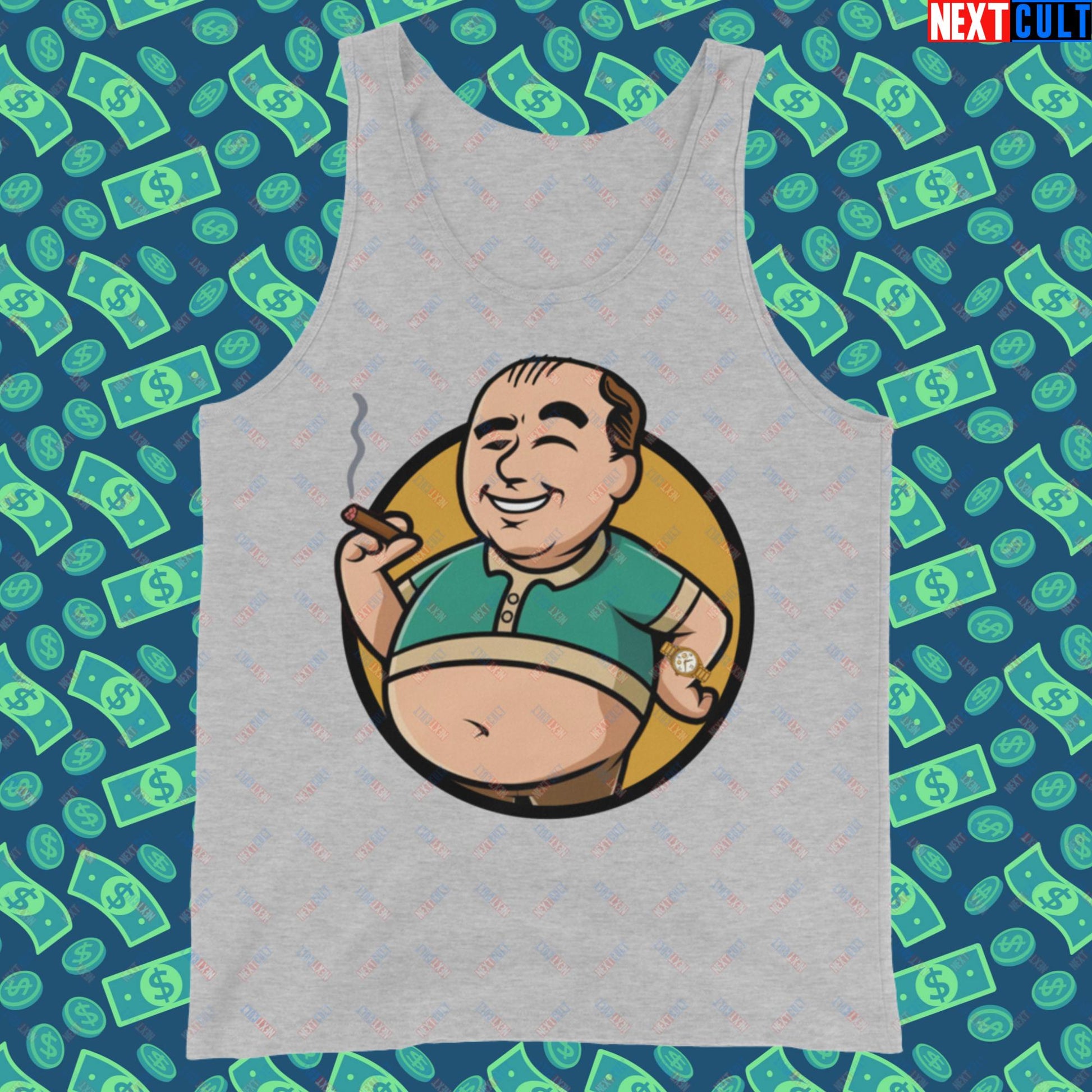 Waste Management Boy Tony Soprano Vault Boy Fallout Funny Meme Cartoon Mashup Tank Top Athletic Heather Tank Tops Fallout The Sopranos TV Shows Vault Boy Next Cult Brand