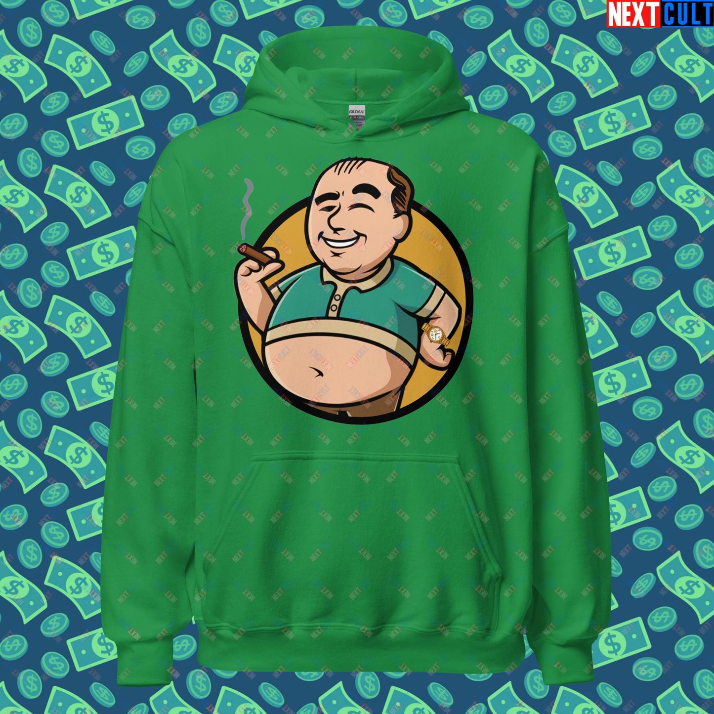 Waste Management Boy Tony Soprano Vault Boy Fallout Funny Meme Cartoon Mashup Unisex Hoodie Irish Green Hoodies Fallout The Sopranos TV Shows Vault Boy Next Cult Brand