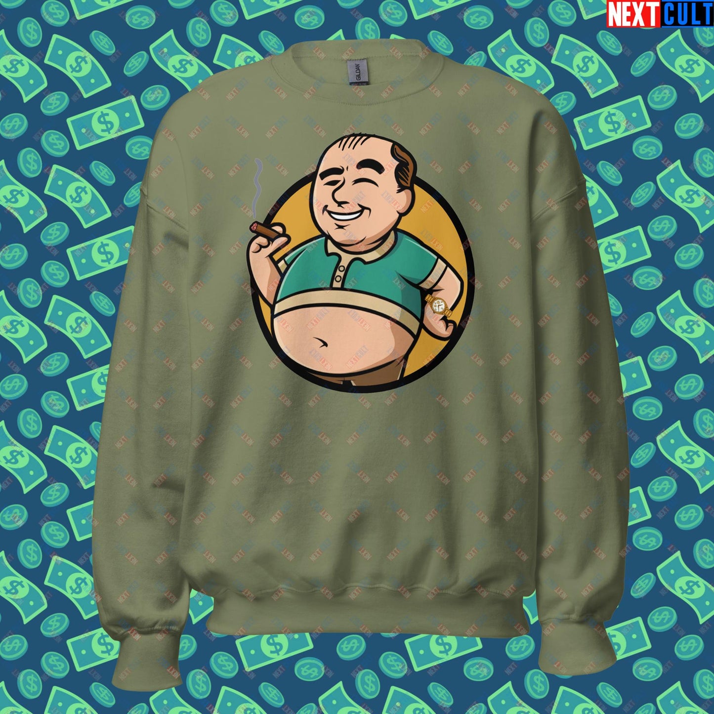 Waste Management Boy Tony Soprano Vault Boy Fallout Funny Meme Cartoon Mashup Unisex Sweatshirt Next Cult Brand