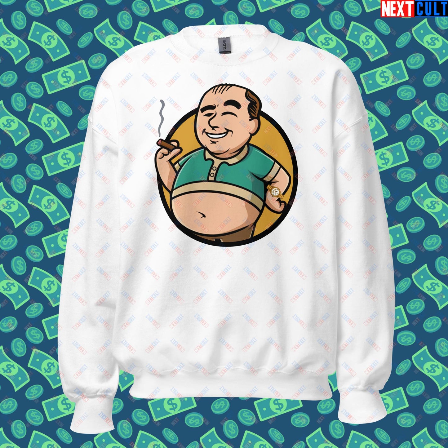 Waste Management Boy Tony Soprano Vault Boy Fallout Funny Meme Cartoon Mashup Unisex Sweatshirt Next Cult Brand