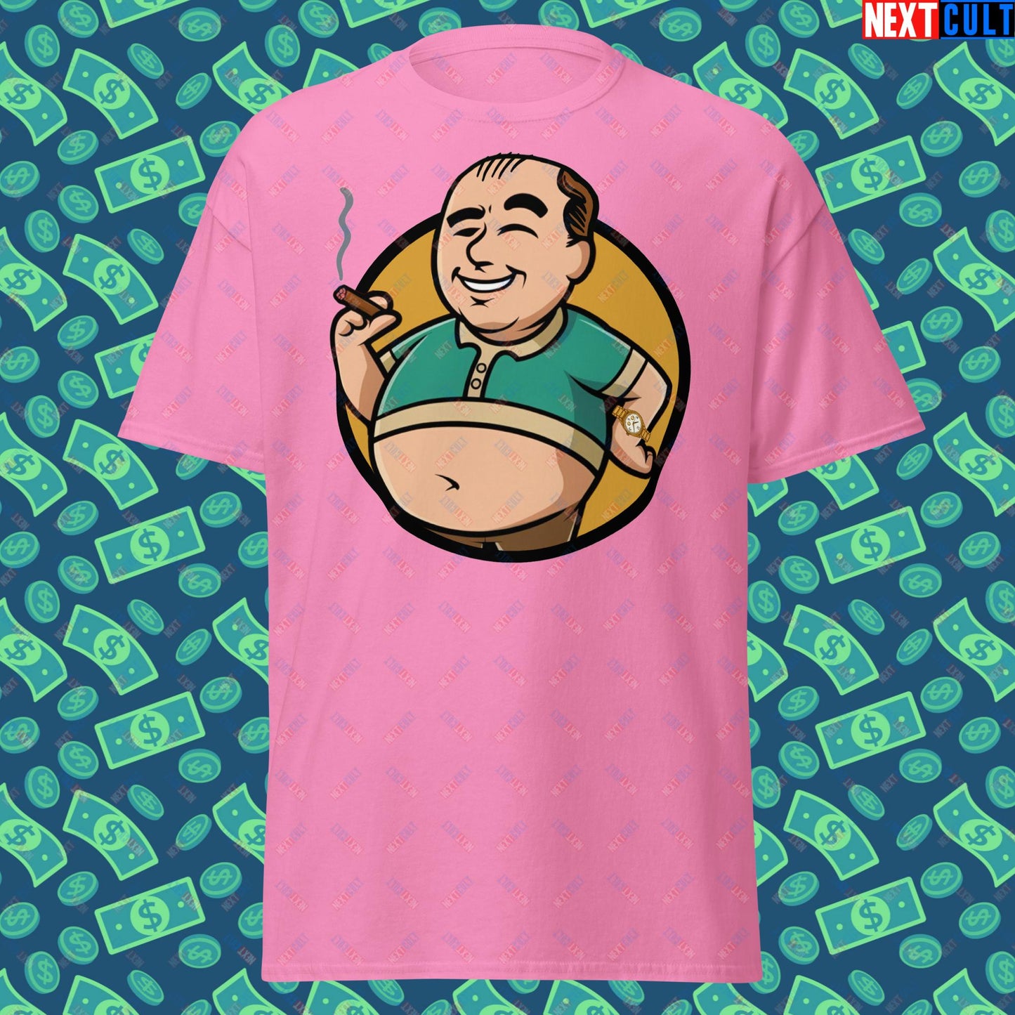 Waste Management Boy Tony Soprano Vault Boy Fallout Funny Meme Cartoon Mashup Unisex tee Azalea T-shirts Fallout The Sopranos TV Shows Vault Boy Next Cult Brand