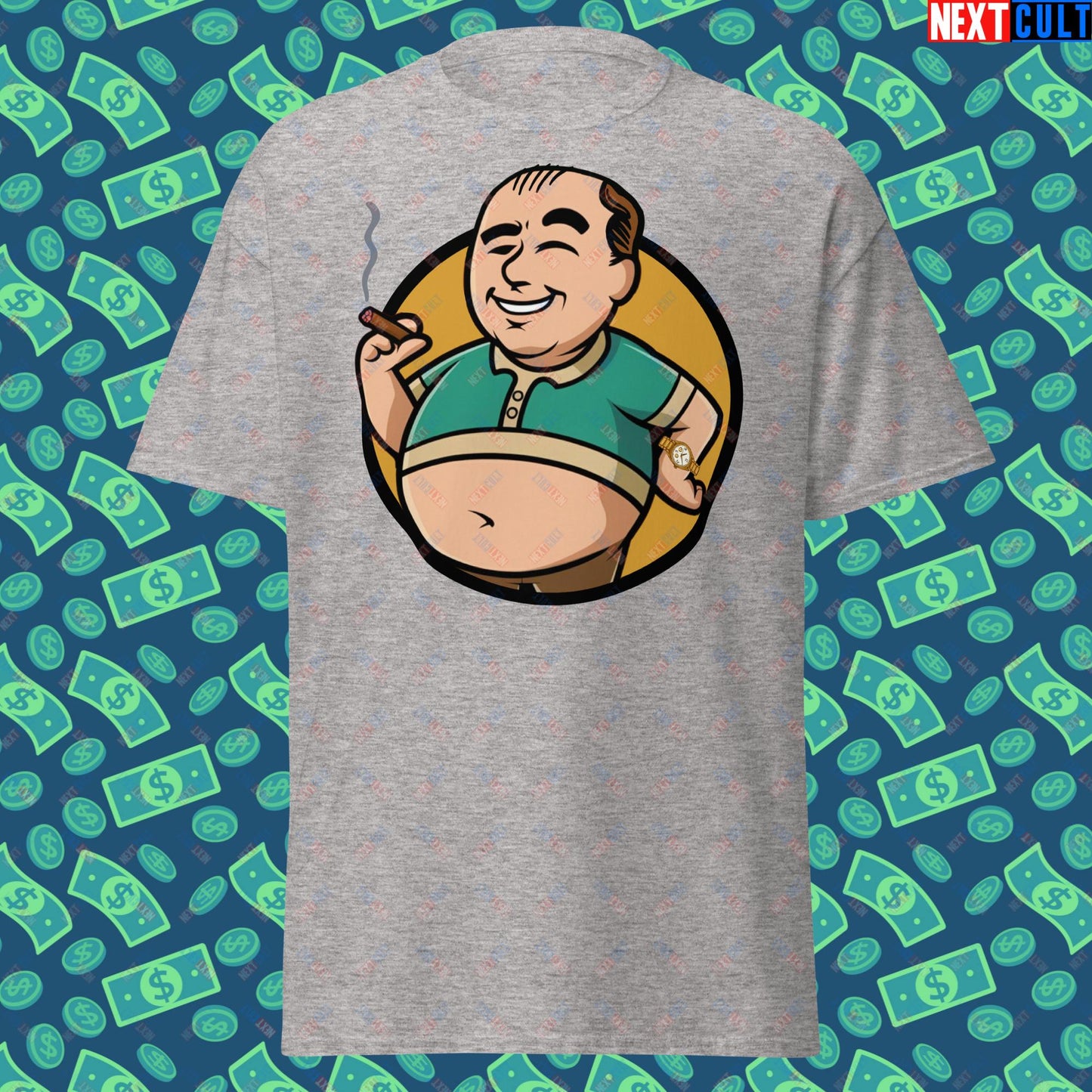 Waste Management Boy Tony Soprano Vault Boy Fallout Funny Meme Cartoon Mashup Unisex tee Sport Grey T-shirts Fallout The Sopranos TV Shows Vault Boy Next Cult Brand