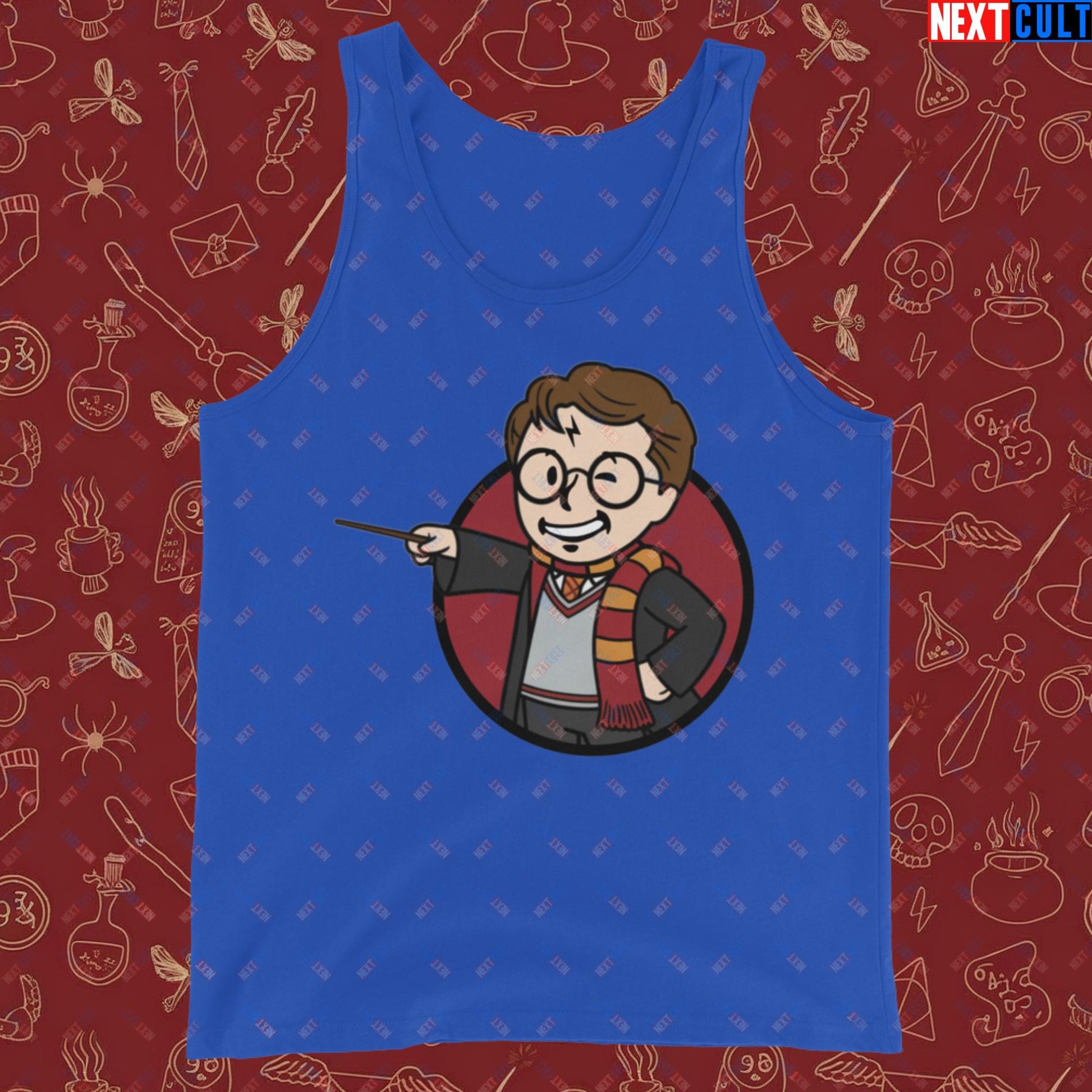 Wizard Boy Harry Potter Vault Boy Fallout Funny Meme Cartoon Mashup Tank Top Next Cult Brand