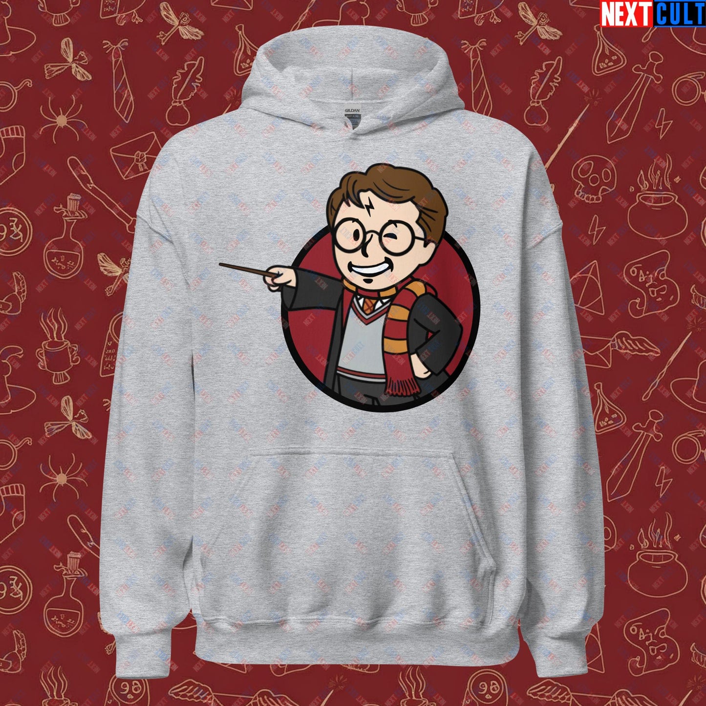 Wizard Boy Harry Potter Vault Boy Fallout Funny Meme Cartoon Mashup Unisex Hoodie Sport Grey Hoodies Fallout Harry Potter Movies Vault Boy Next Cult Brand