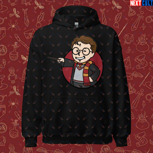 Wizard Boy Harry Potter Vault Boy Fallout Funny Meme Cartoon Mashup Unisex Hoodie Black Hoodies Fallout Harry Potter Movies Vault Boy Next Cult Brand