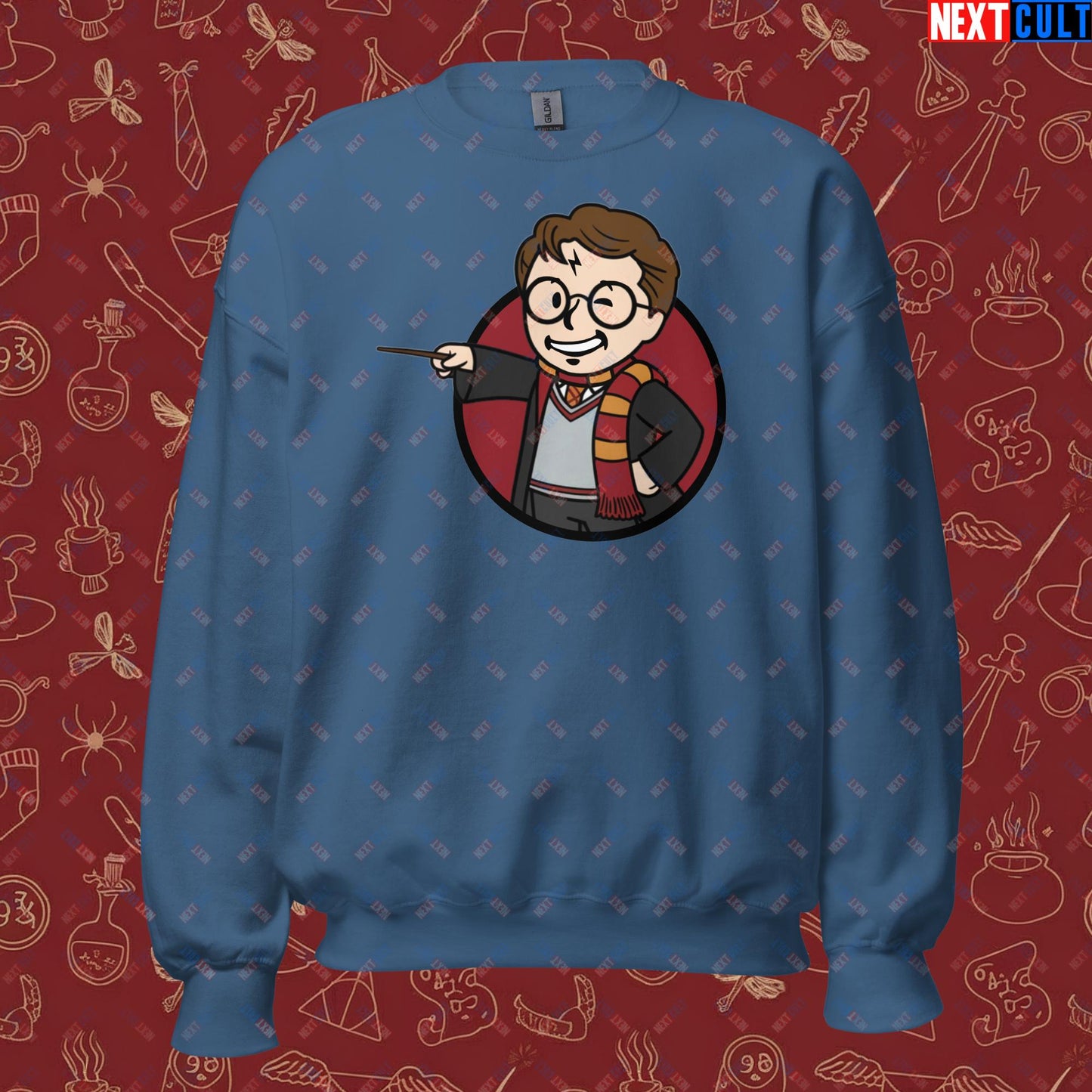 Wizard Boy Harry Potter Vault Boy Fallout Funny Meme Cartoon Mashup Unisex Sweatshirt Next Cult Brand