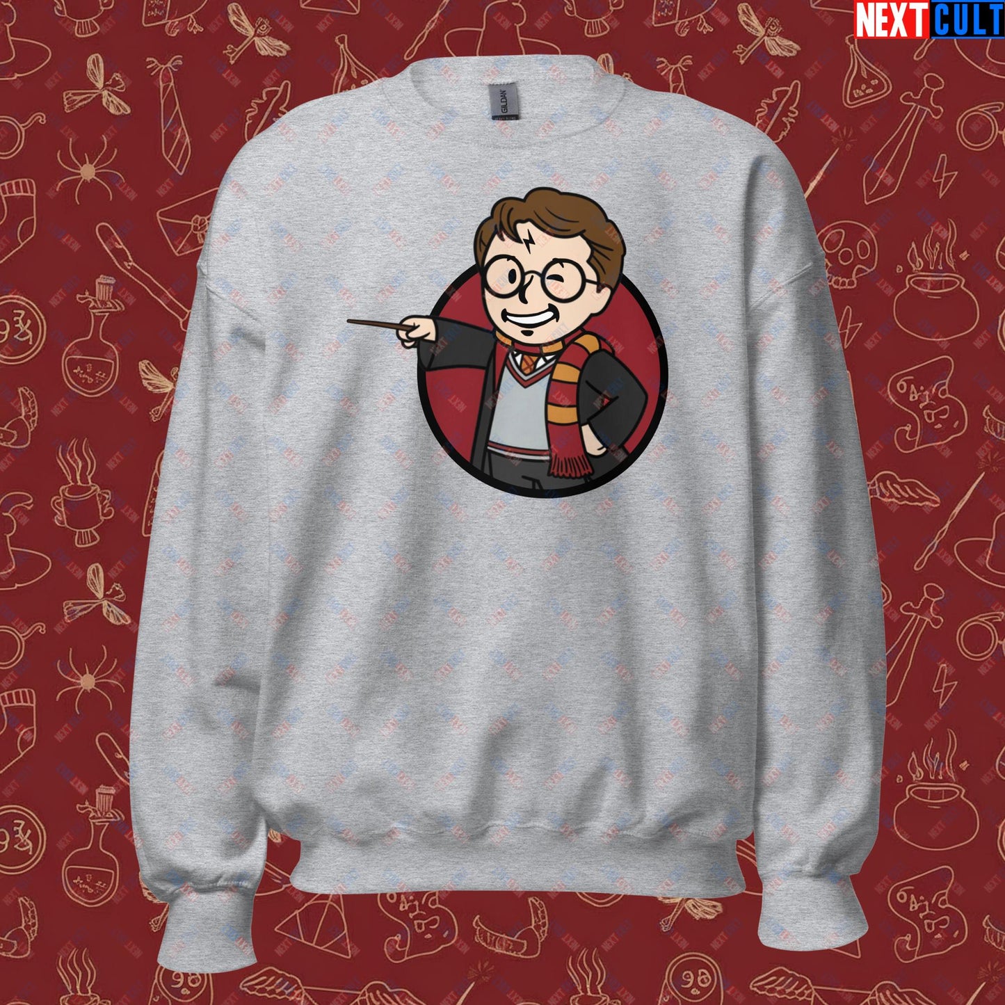 Wizard Boy Harry Potter Vault Boy Fallout Funny Meme Cartoon Mashup Unisex Sweatshirt Next Cult Brand