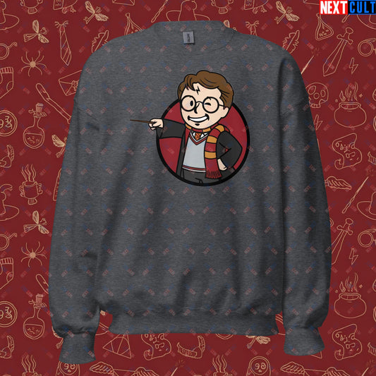 Wizard Boy Harry Potter Vault Boy Fallout Funny Meme Cartoon Mashup Unisex Sweatshirt Next Cult Brand