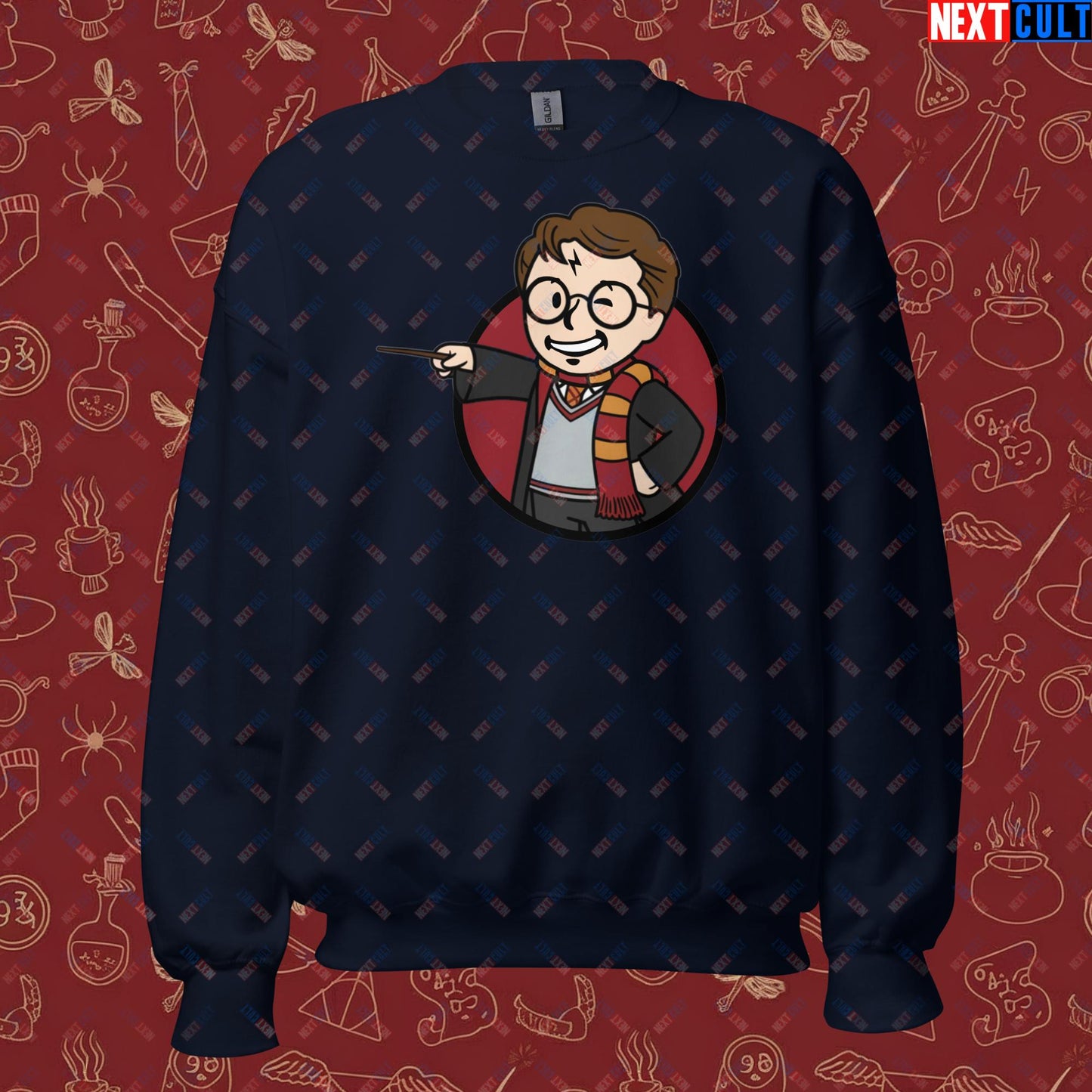 Wizard Boy Harry Potter Vault Boy Fallout Funny Meme Cartoon Mashup Unisex Sweatshirt Next Cult Brand